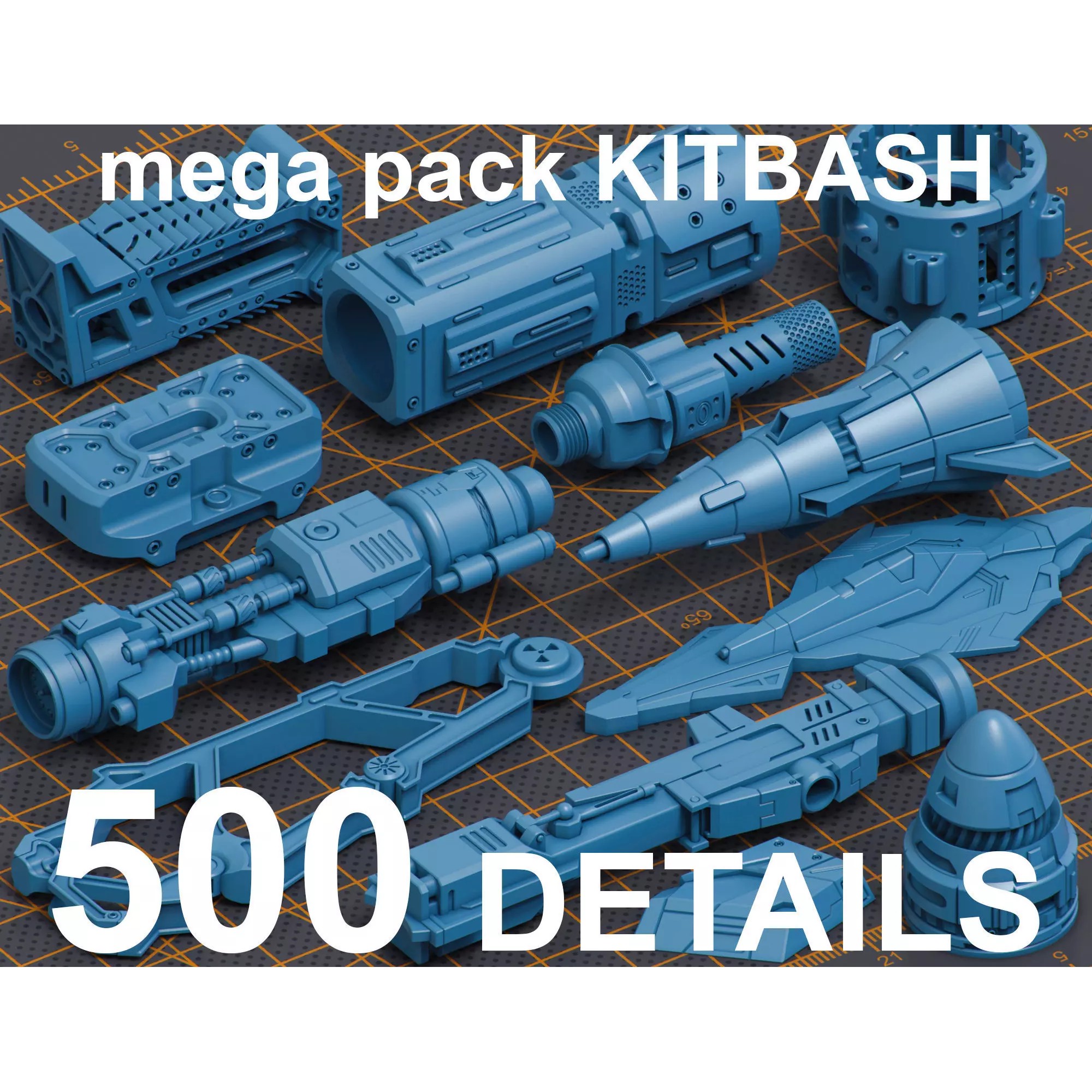 Mega Pack Hard Surface Kitbash 500 - Game-Ready 3D Model - View 2