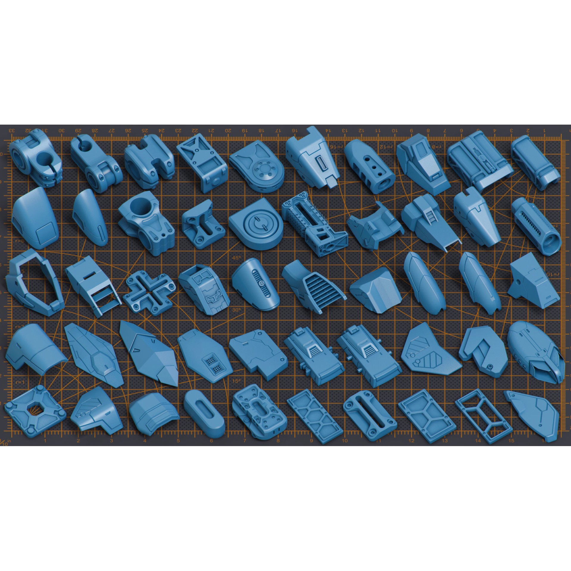 Mega Pack Hard Surface Kitbash 500 - Game-Ready 3D Model - View 6