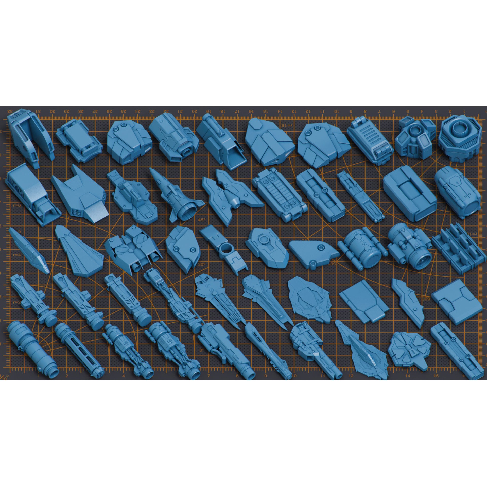 Mega Pack Hard Surface Kitbash 500 - Game-Ready 3D Model - View 9