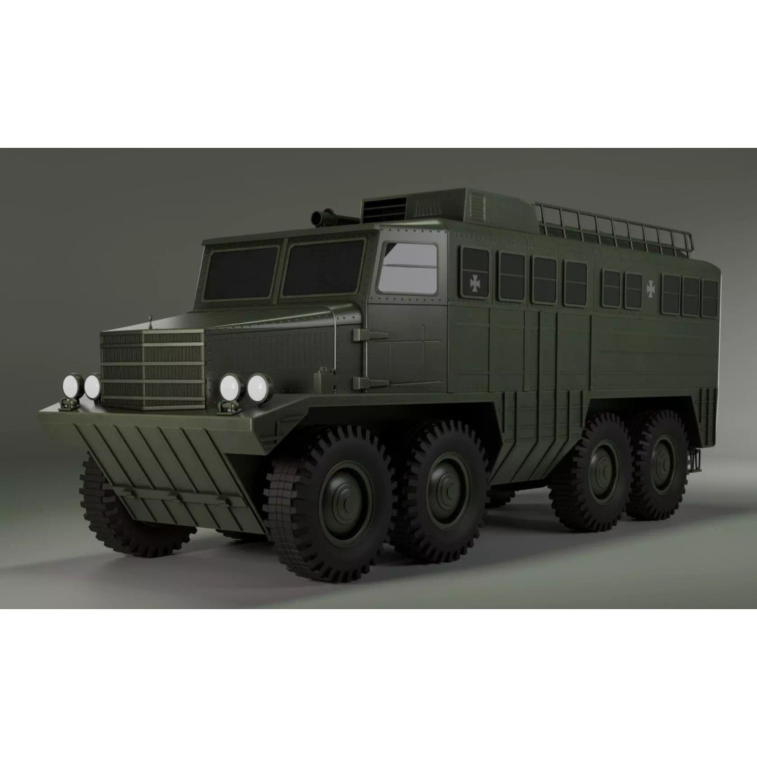 IronCroc 8x8 Military Transport Amphibious Car 3D Model – Low Poly, Game Ready, FBX - View 2