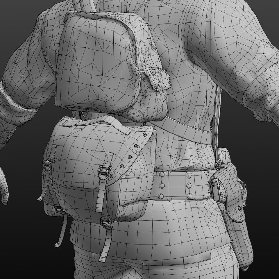 Vietnam War American Soldier - Low-Poly Game-Ready 3D Model - View 10