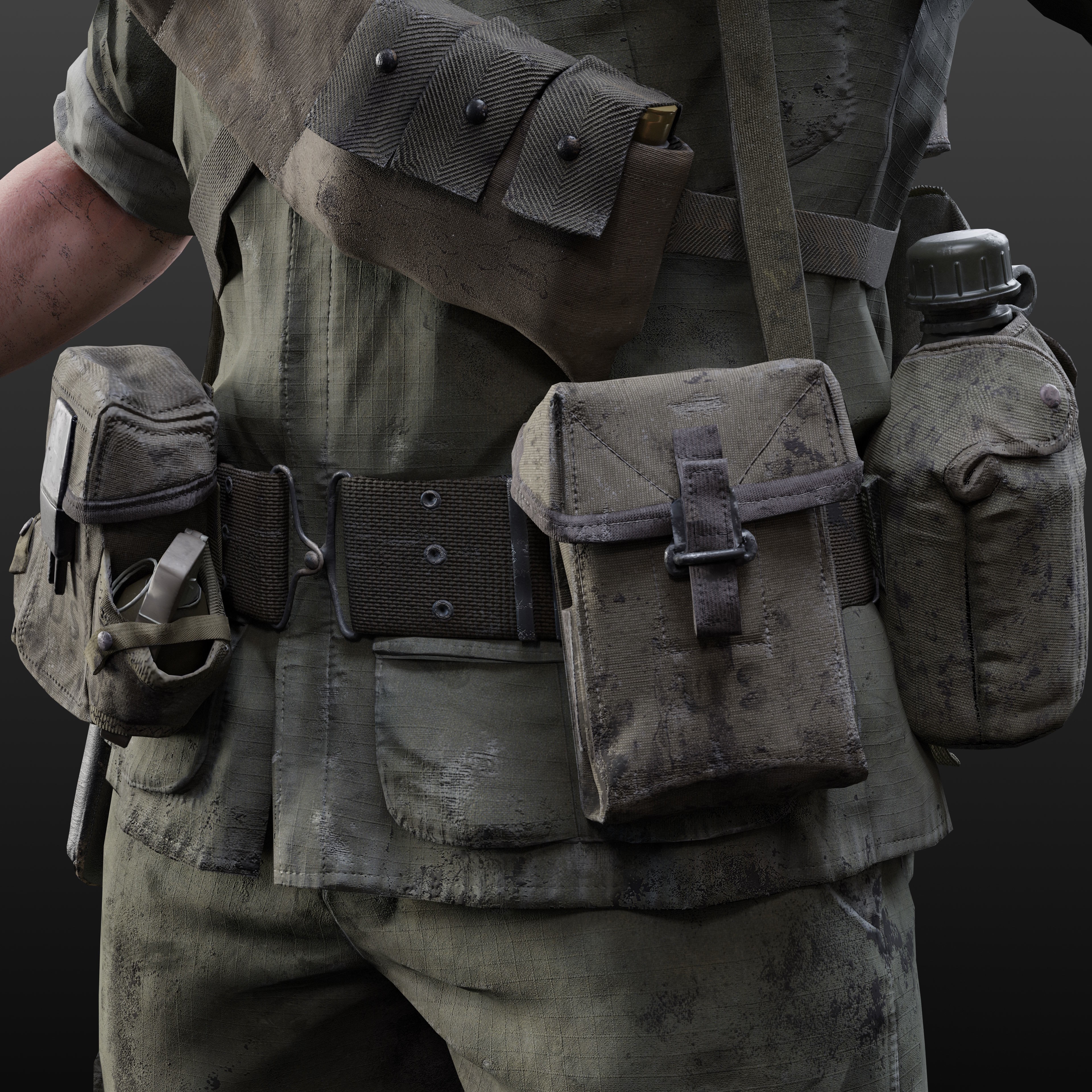 Vietnam War American Soldier - Low-Poly Game-Ready 3D Model - View 11