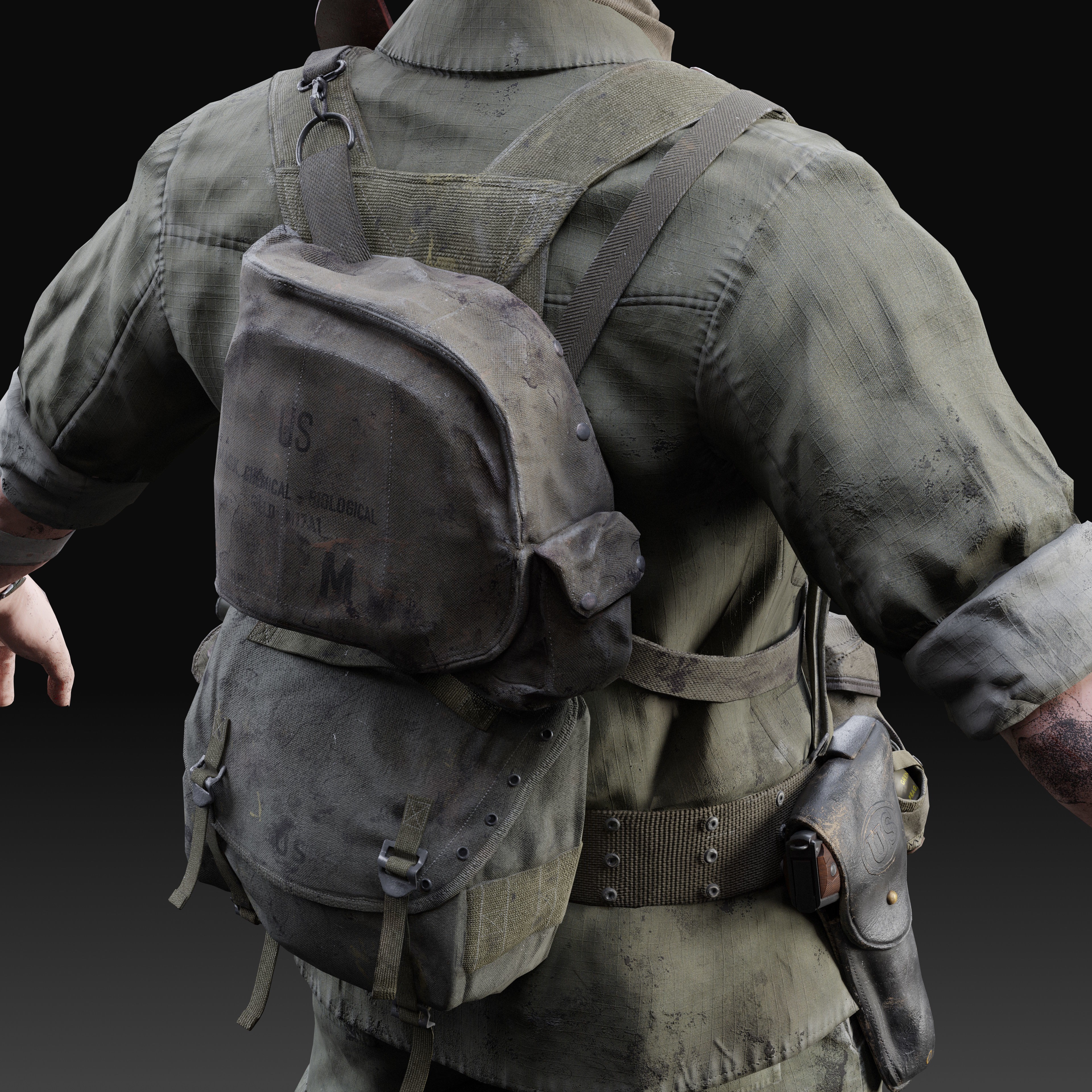 Vietnam War American Soldier - Low-Poly Game-Ready 3D Model - View 3