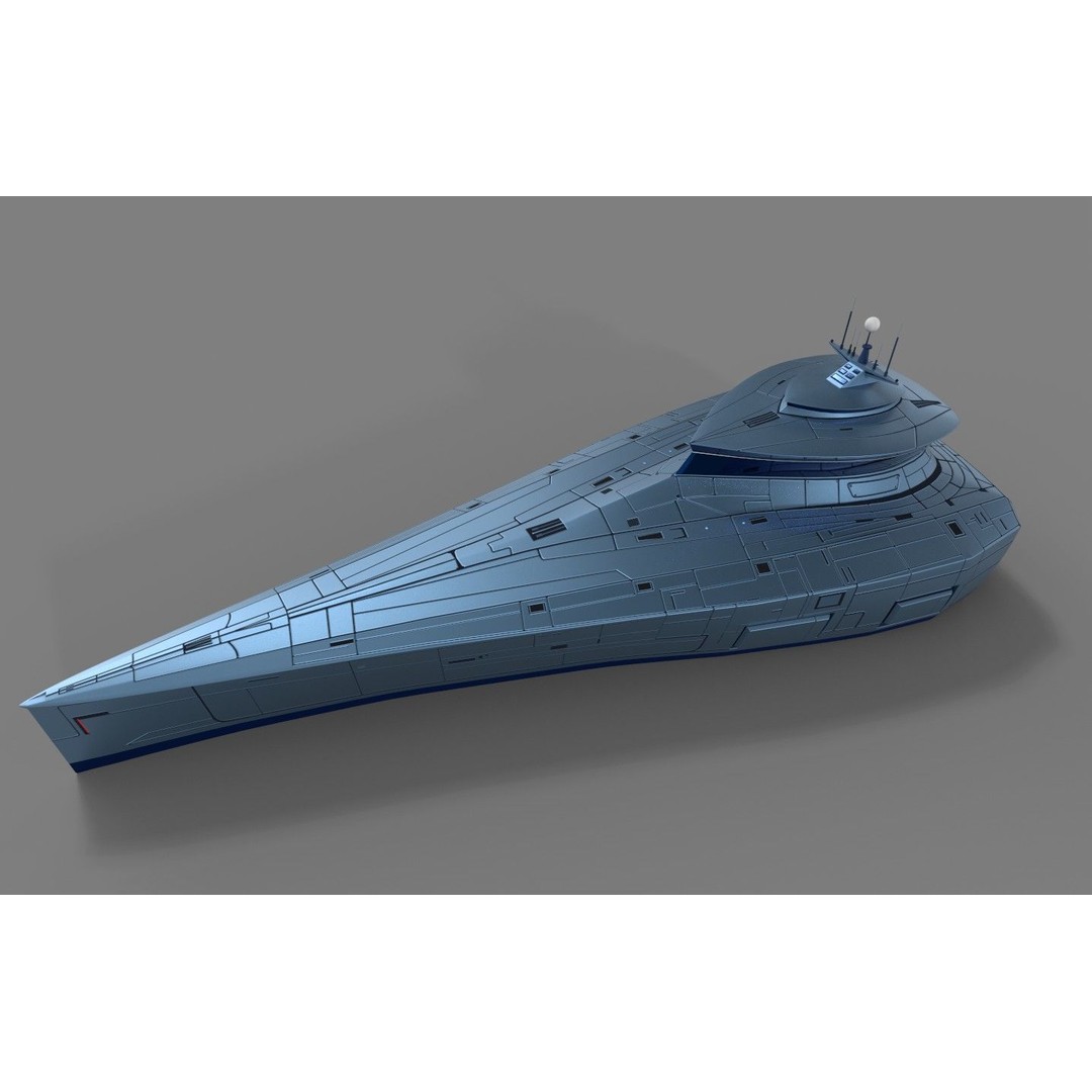 Futuristic Destroyer 3D Model – Low Poly Military Watercraft, FBX - View 10