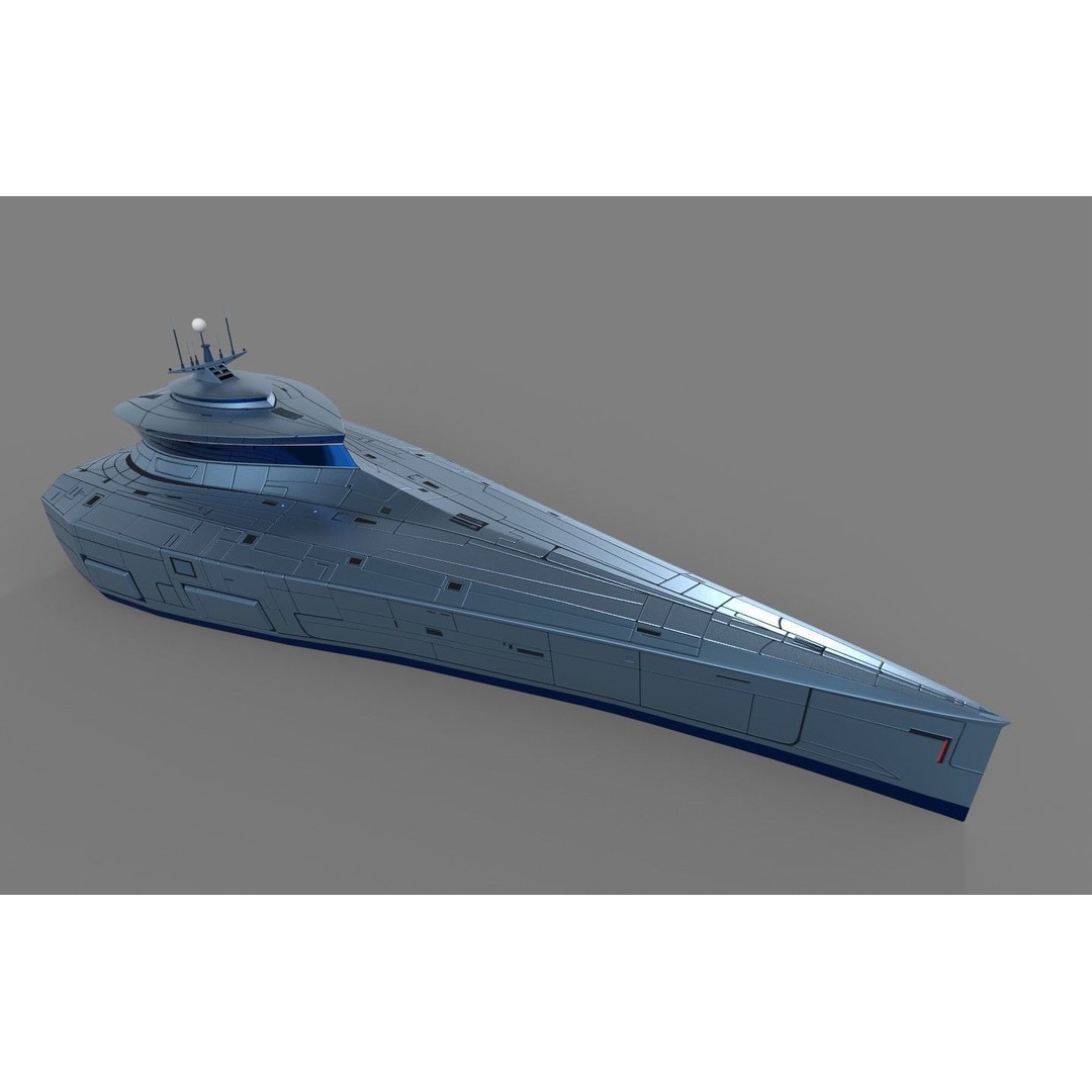 Futuristic Destroyer 3D Model – Low Poly Military Watercraft, FBX - View 12