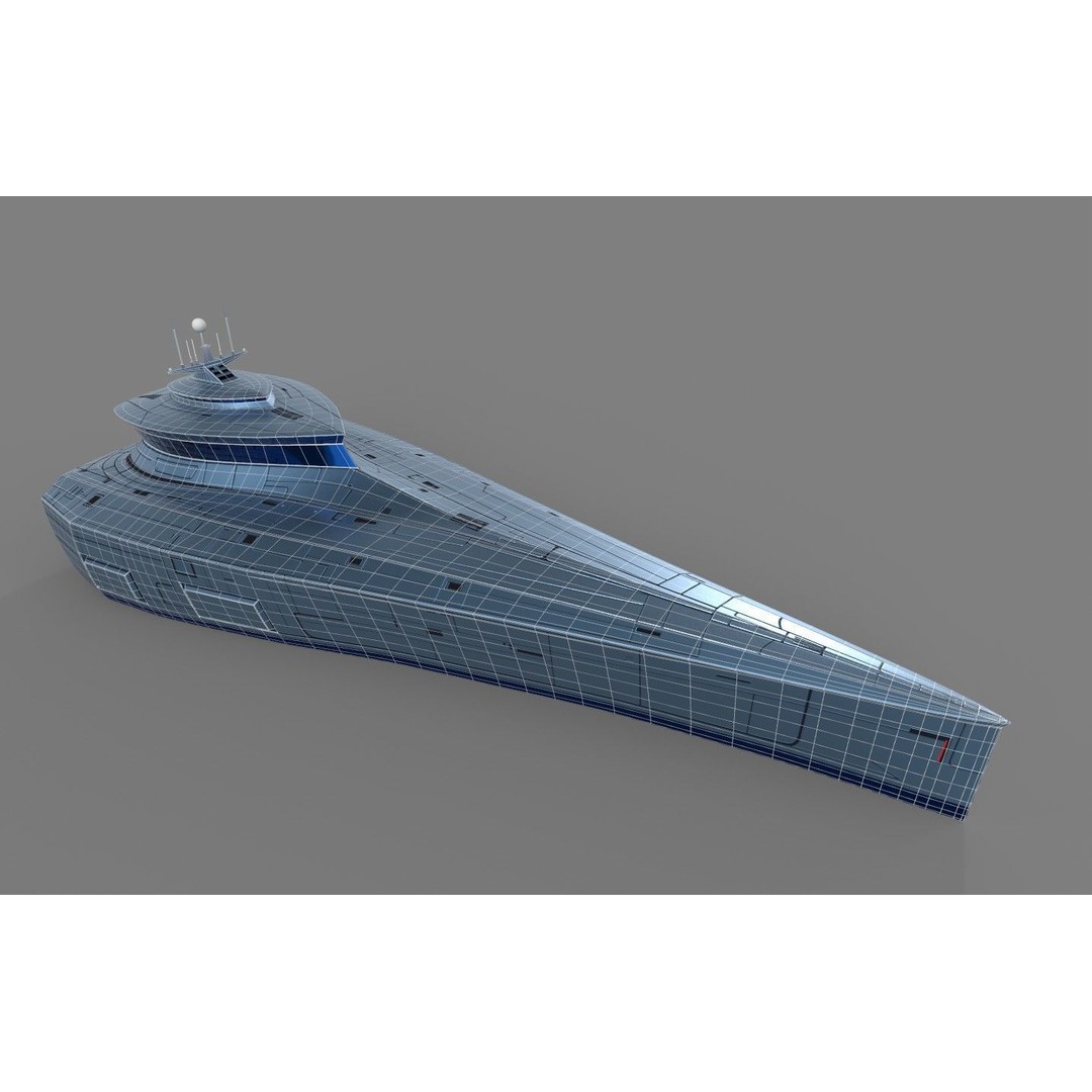 Futuristic Destroyer 3D Model – Low Poly Military Watercraft, FBX - View 13