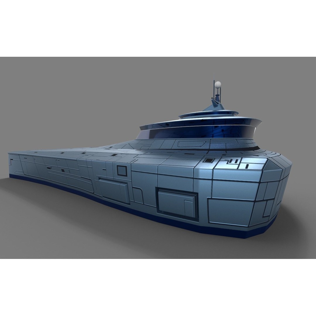 Futuristic Destroyer 3D Model – Low Poly Military Watercraft, FBX - View 4