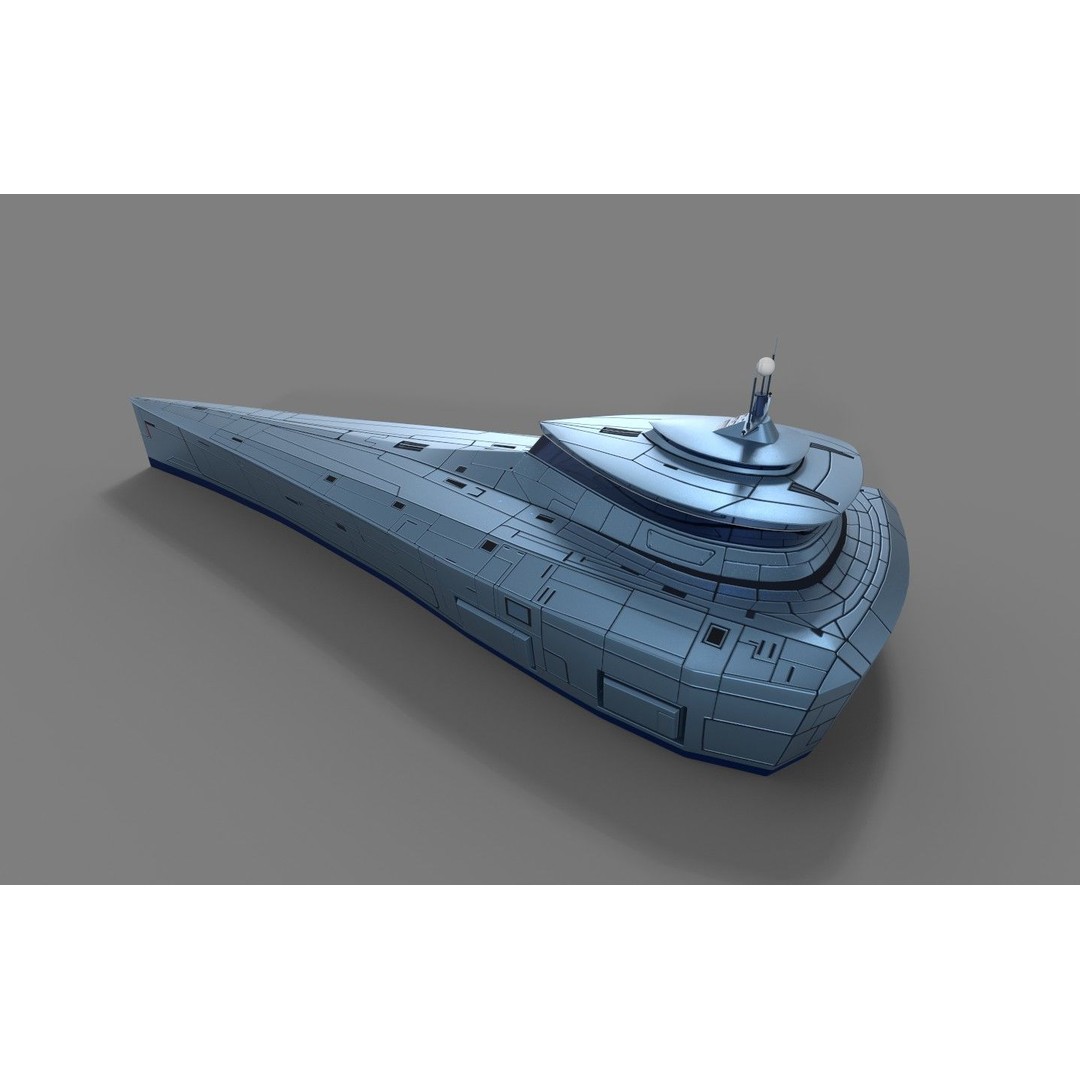 Futuristic Destroyer 3D Model – Low Poly Military Watercraft, FBX - View 5