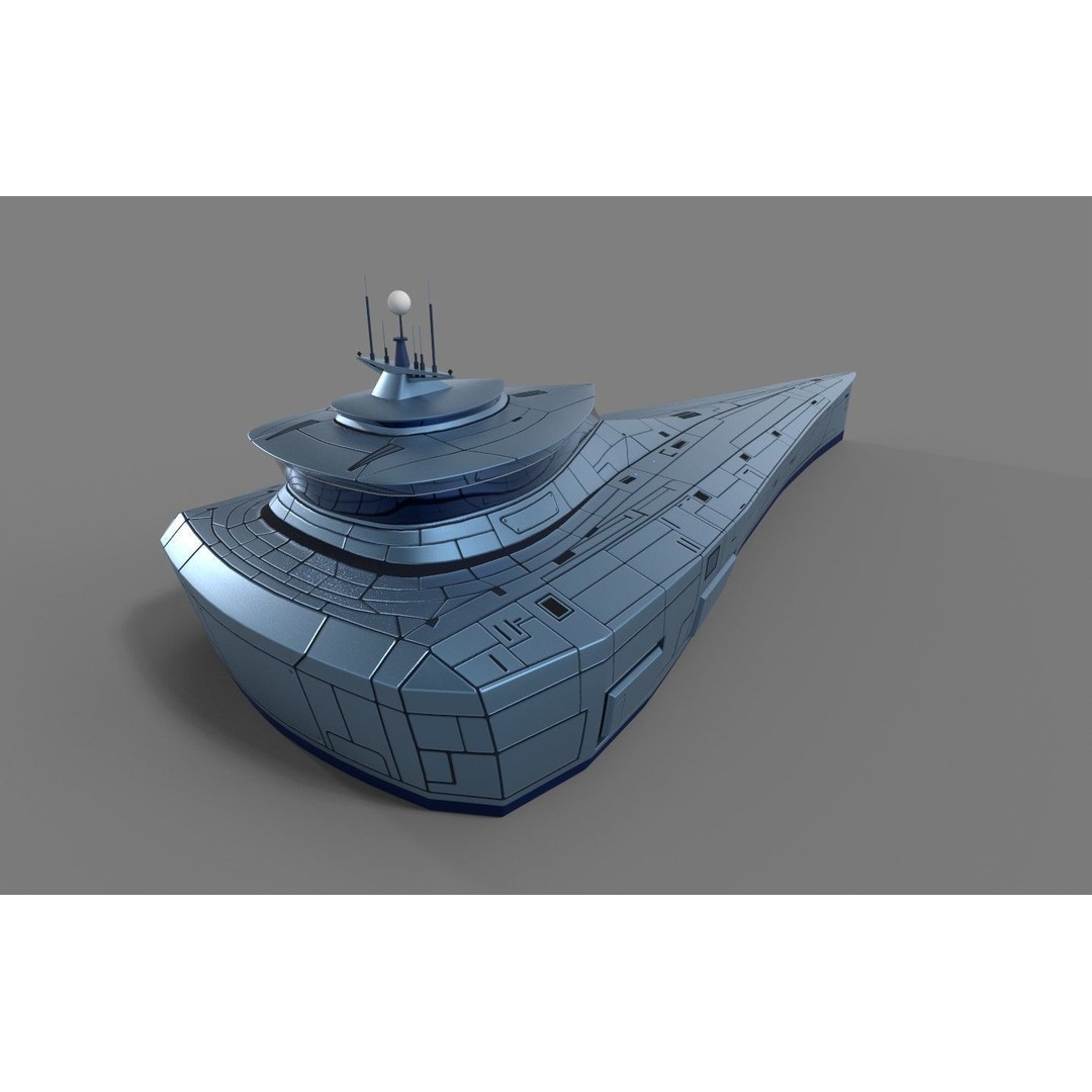 Futuristic Destroyer 3D Model – Low Poly Military Watercraft, FBX - View 6