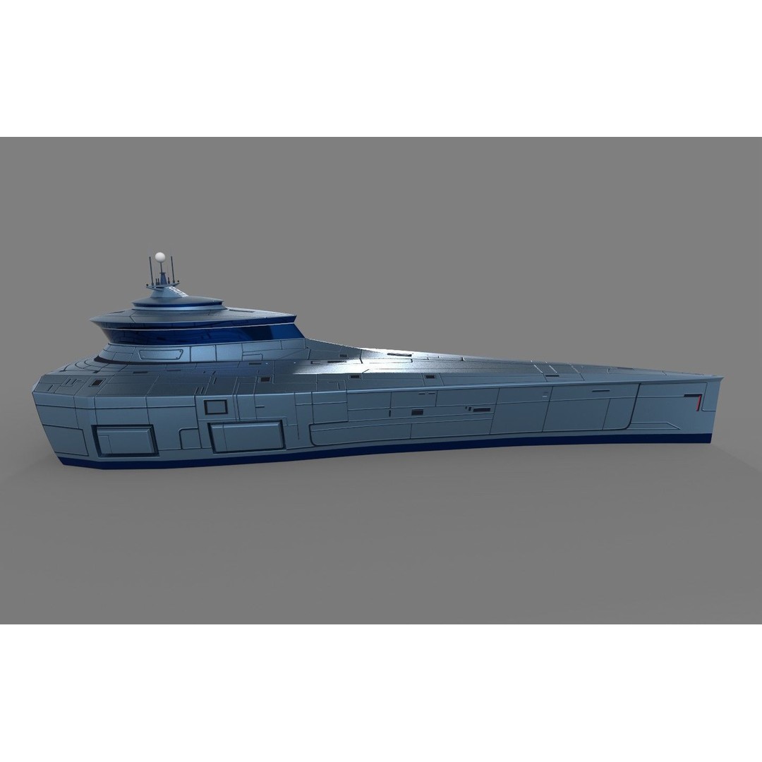 Futuristic Destroyer 3D Model – Low Poly Military Watercraft, FBX - View 7