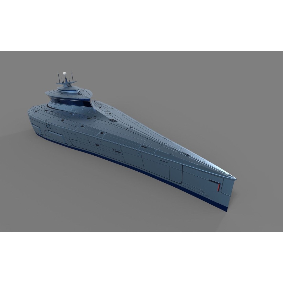 Futuristic Destroyer 3D Model – Low Poly Military Watercraft, FBX - View 8