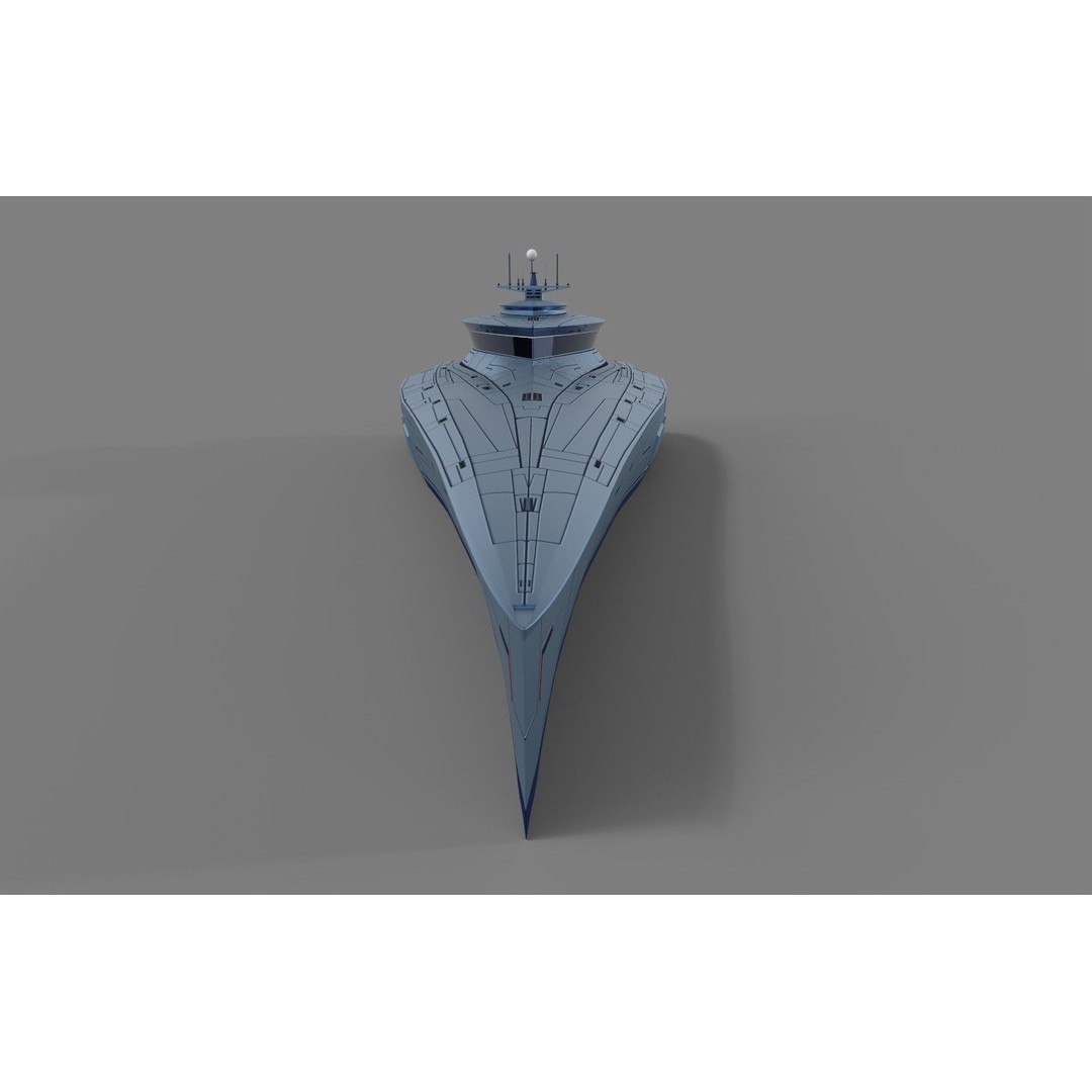Futuristic Destroyer 3D Model – Low Poly Military Watercraft, FBX - View 9