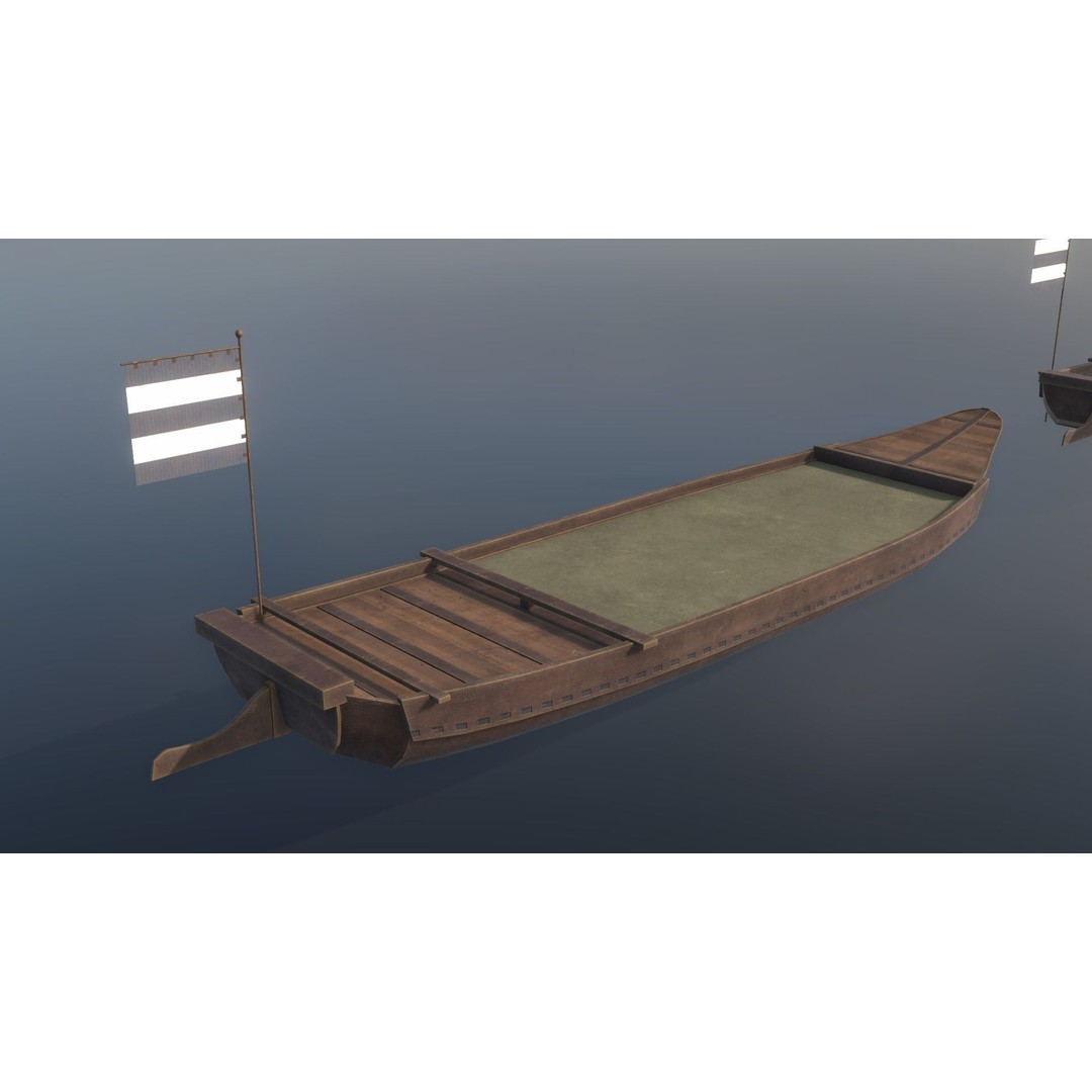 Korean Japanese Medieval Ship Set 3D Model – Historical Watercraft, PBR Textures