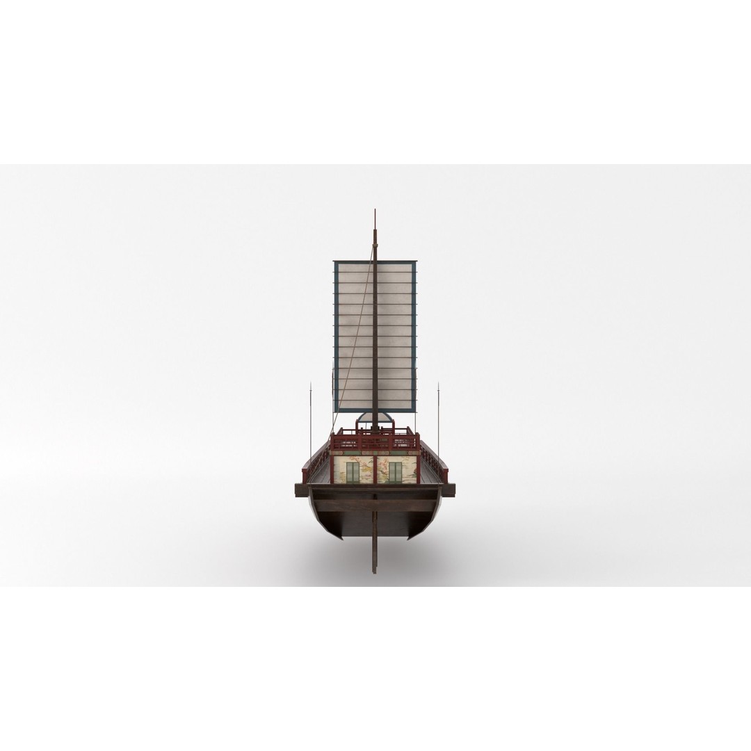 Korean Japanese Medieval Ship Set 3D Model – Historical Watercraft, PBR Textures - View 14