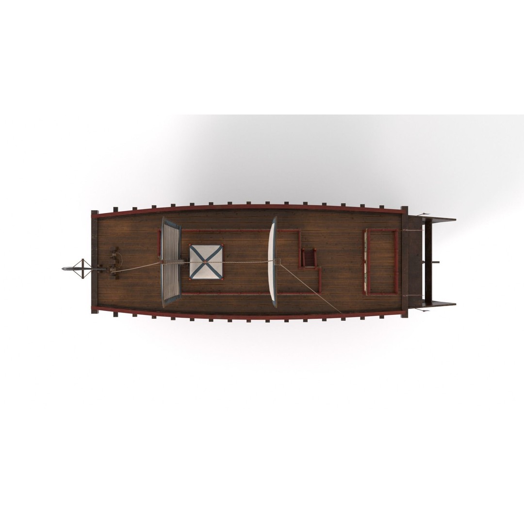 Korean Japanese Medieval Ship Set 3D Model – Historical Watercraft, PBR Textures - View 15
