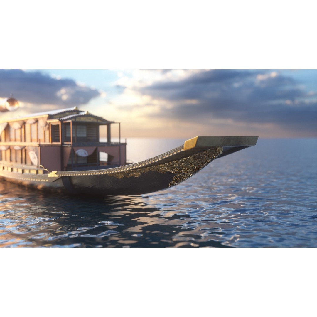 Korean Japanese Medieval Ship Set 3D Model – Historical Watercraft, PBR Textures - View 17