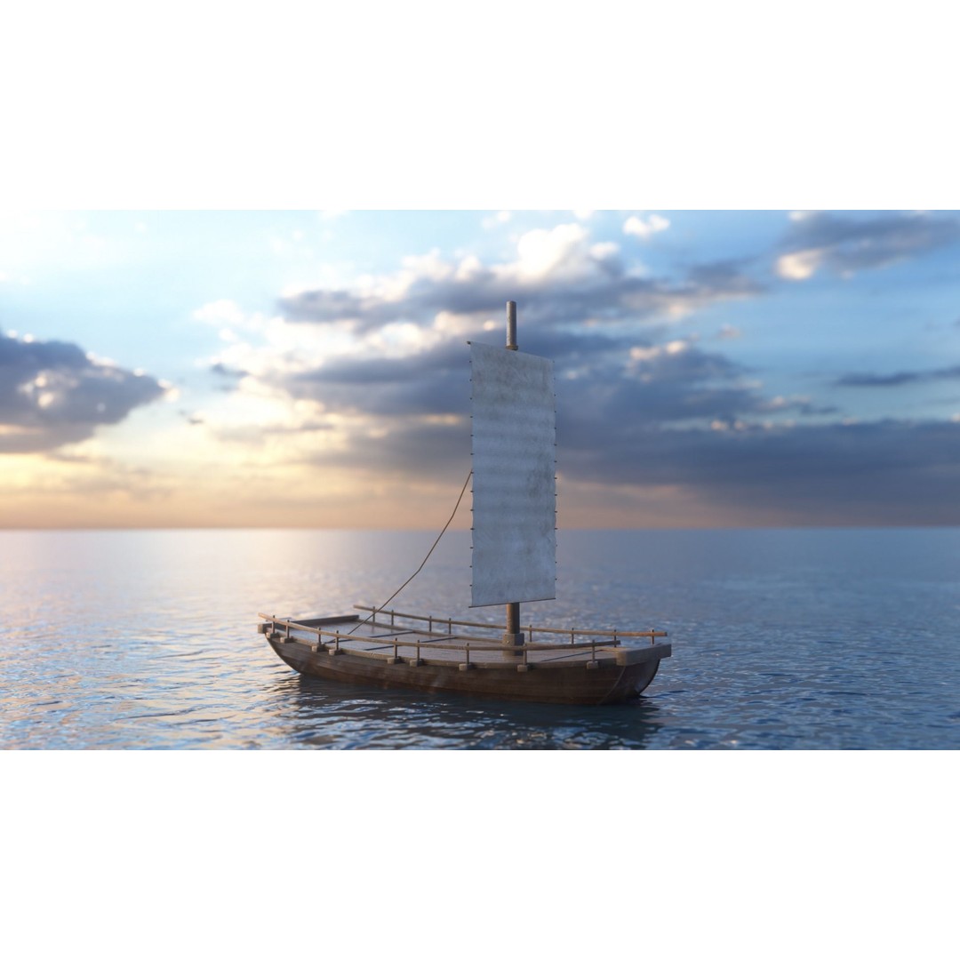 Korean Japanese Medieval Ship Set 3D Model – Historical Watercraft, PBR Textures - View 28