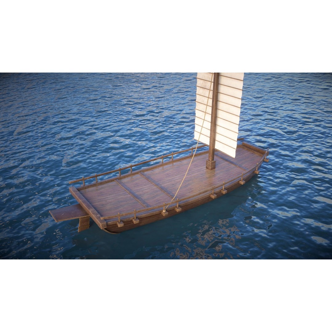 Korean Japanese Medieval Ship Set 3D Model – Historical Watercraft, PBR Textures - View 30