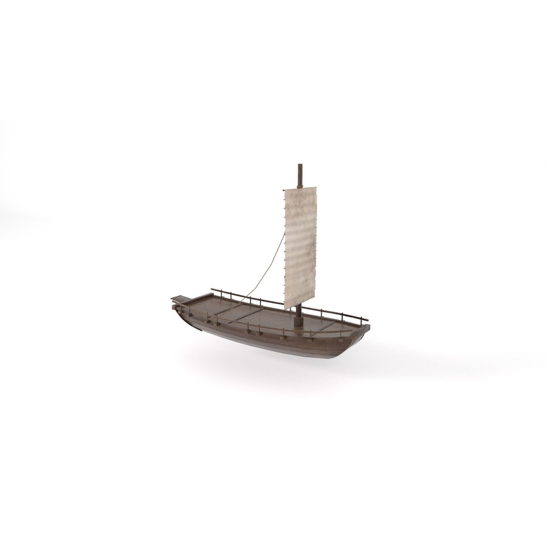 Korean Japanese Medieval Ship Set 3D Model – Historical Watercraft, PBR Textures - View 31