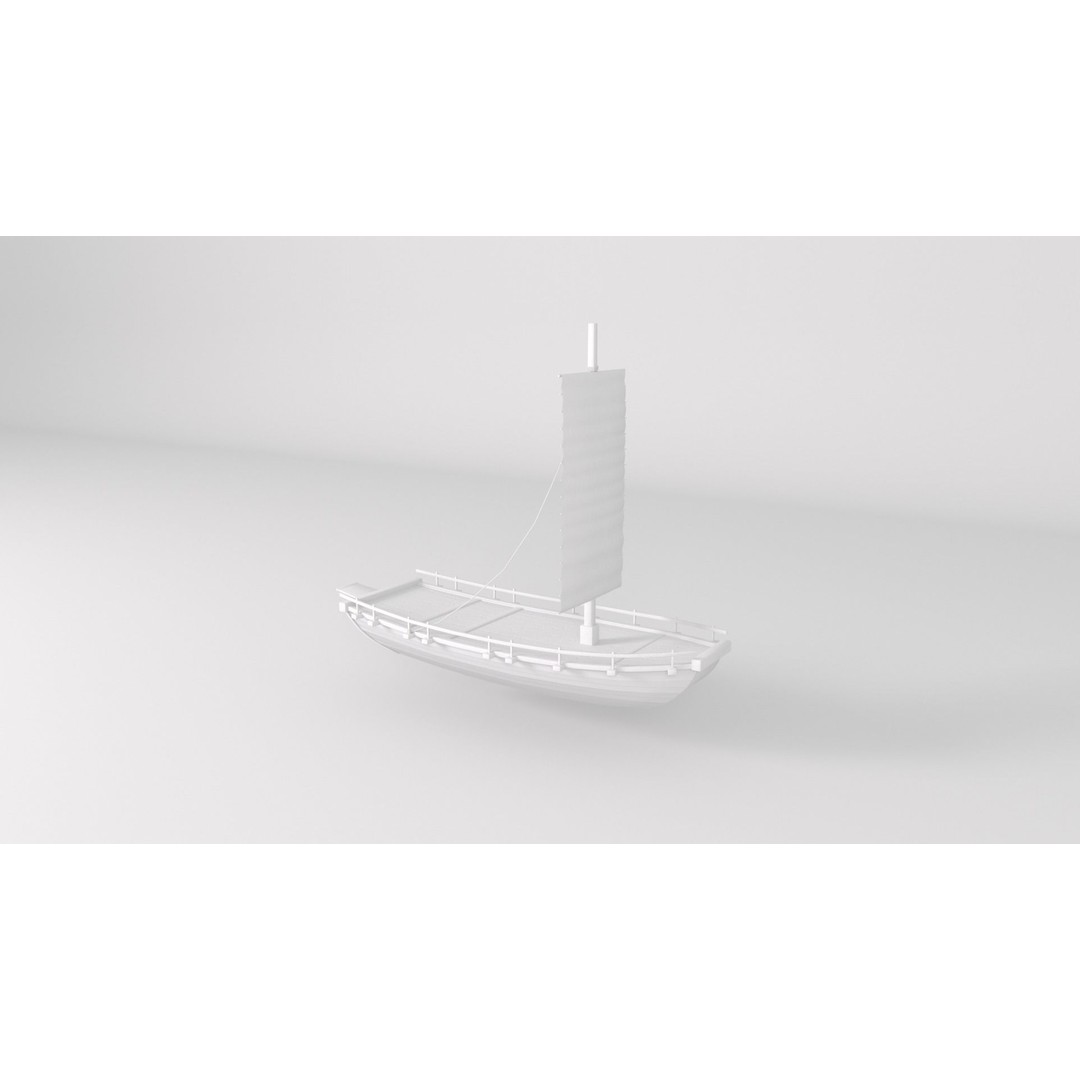 Korean Japanese Medieval Ship Set 3D Model – Historical Watercraft, PBR Textures - View 32