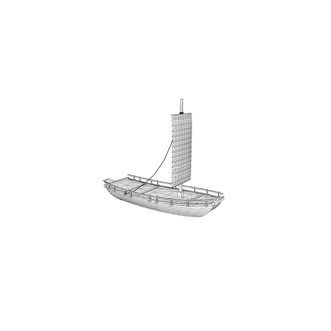 Korean Japanese Medieval Ship Set 3D Model – Historical Watercraft, PBR Textures - View 33