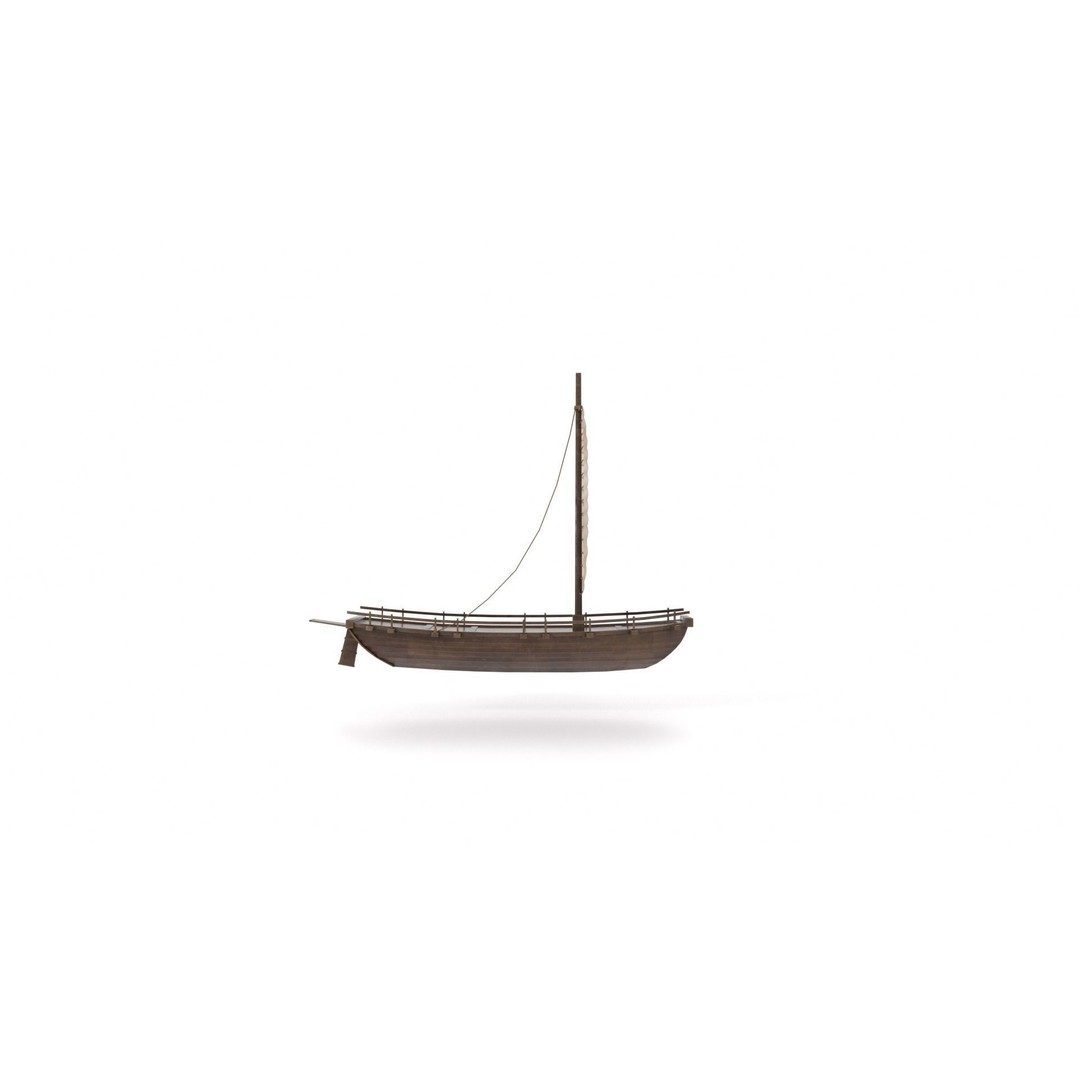 Korean Japanese Medieval Ship Set 3D Model – Historical Watercraft, PBR Textures - View 34