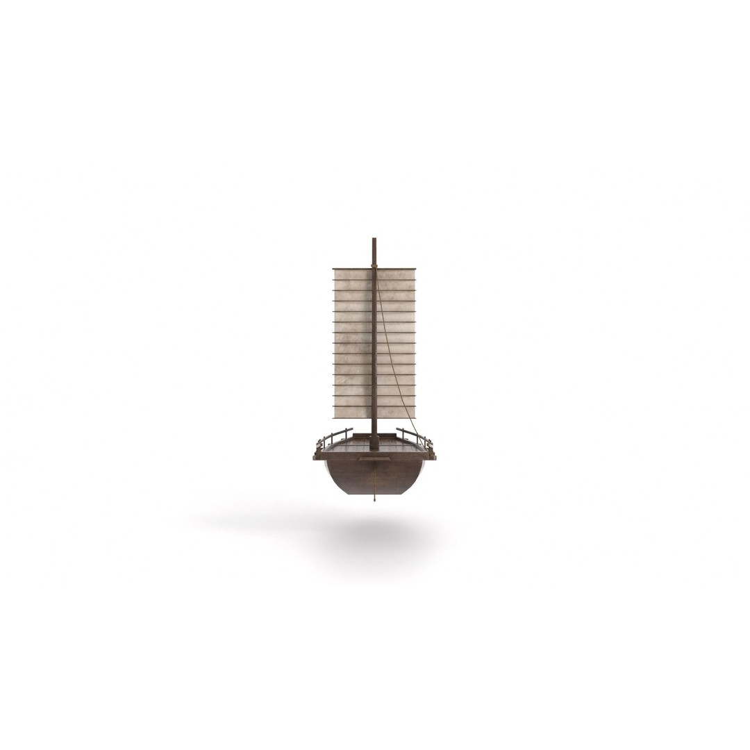 Korean Japanese Medieval Ship Set 3D Model – Historical Watercraft, PBR Textures - View 36