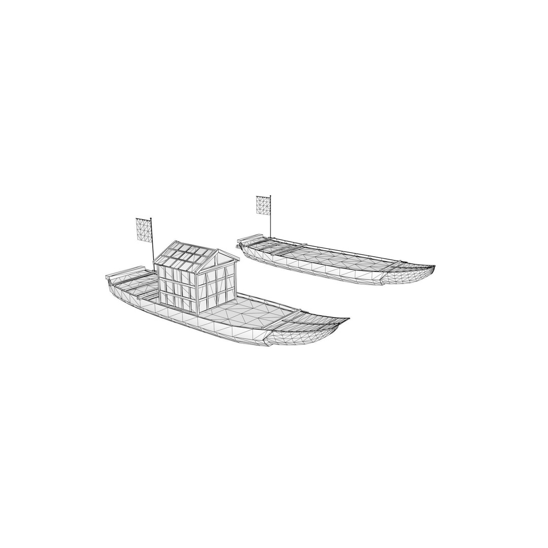 Korean Japanese Medieval Ship Set 3D Model – Historical Watercraft, PBR Textures - View 43