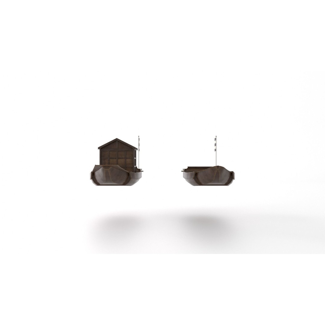 Korean Japanese Medieval Ship Set 3D Model – Historical Watercraft, PBR Textures - View 46