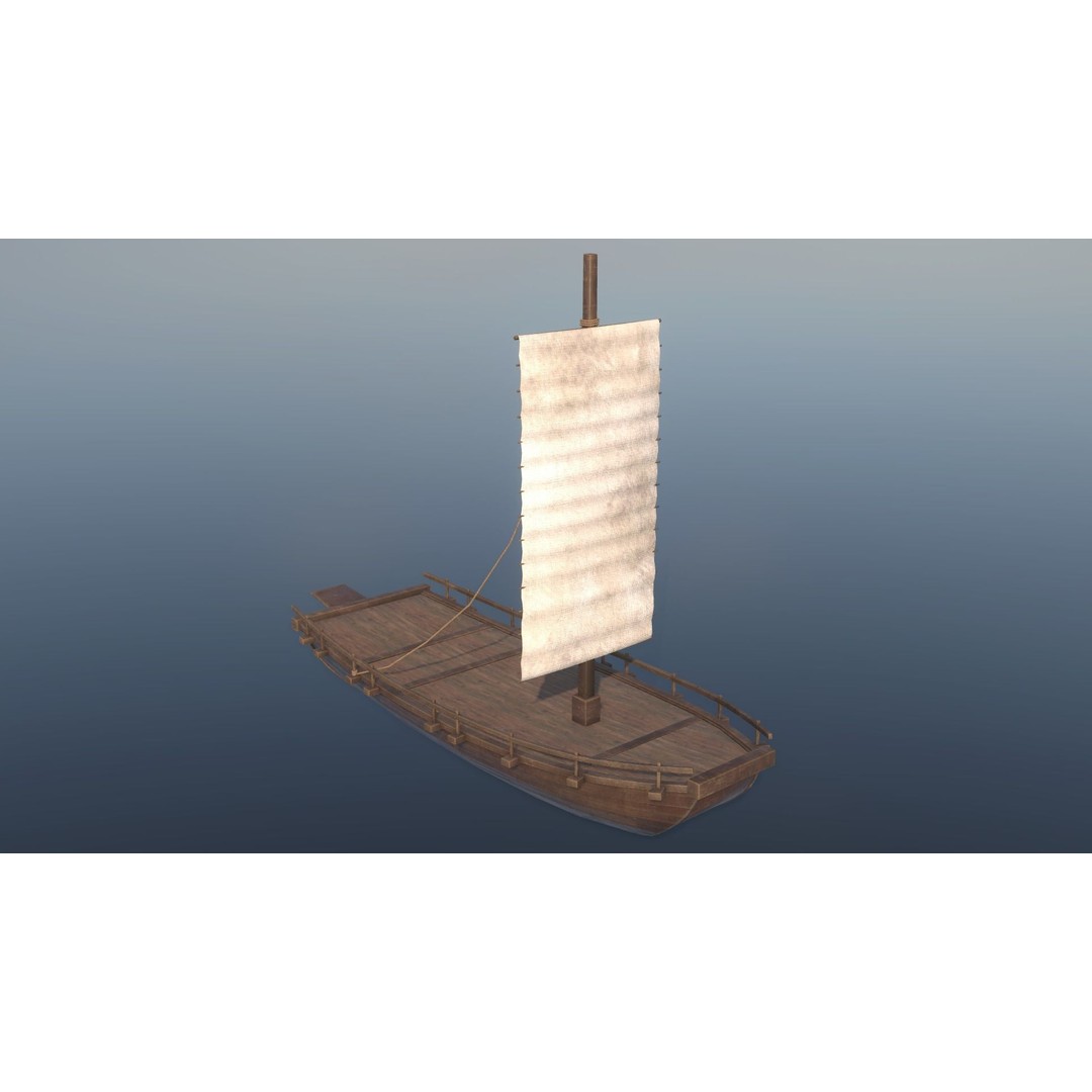 Korean Japanese Medieval Ship Set 3D Model – Historical Watercraft, PBR Textures - View 55