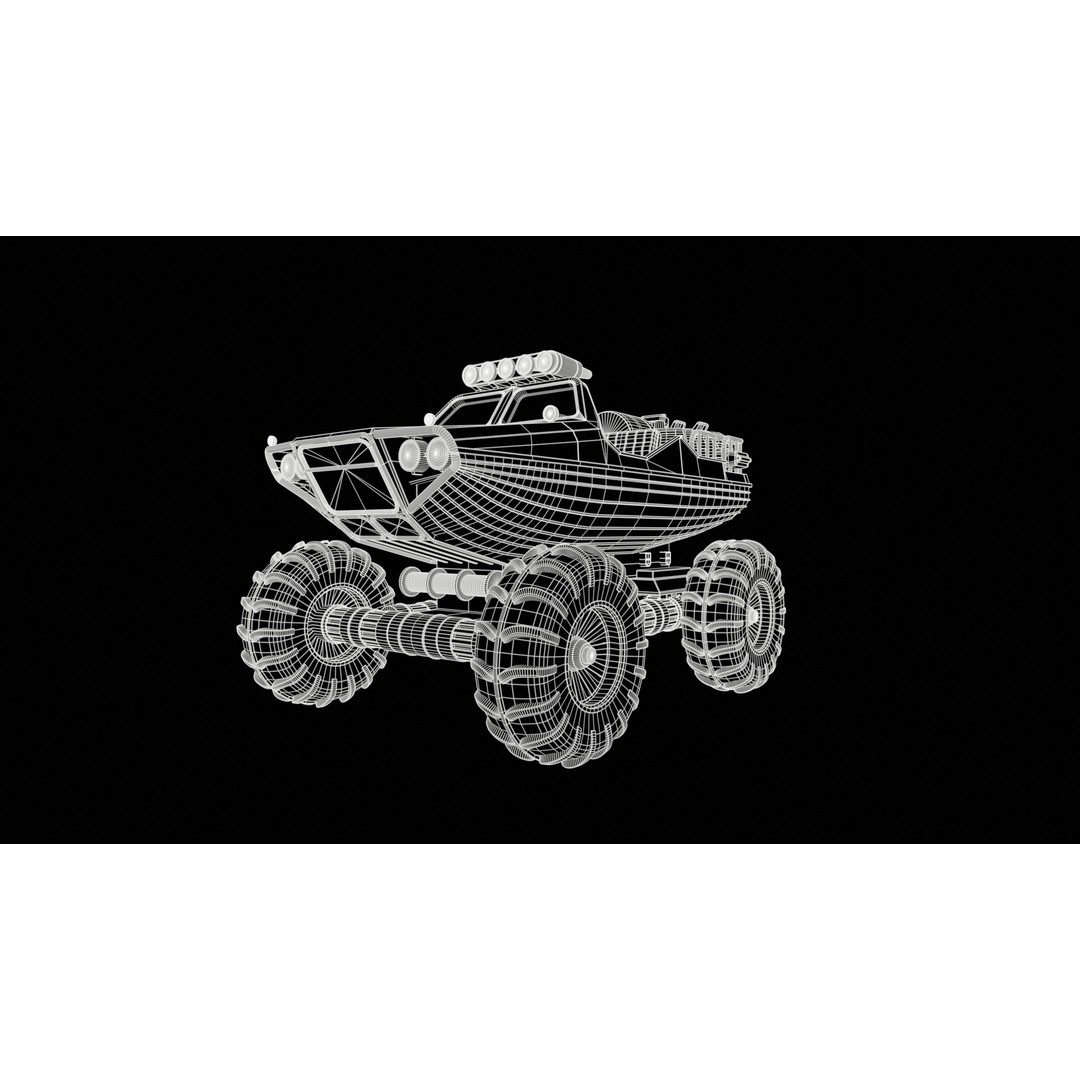 Amphibious ATV 3D Model – Low Poly Recreational Vehicle, FBX - View 3