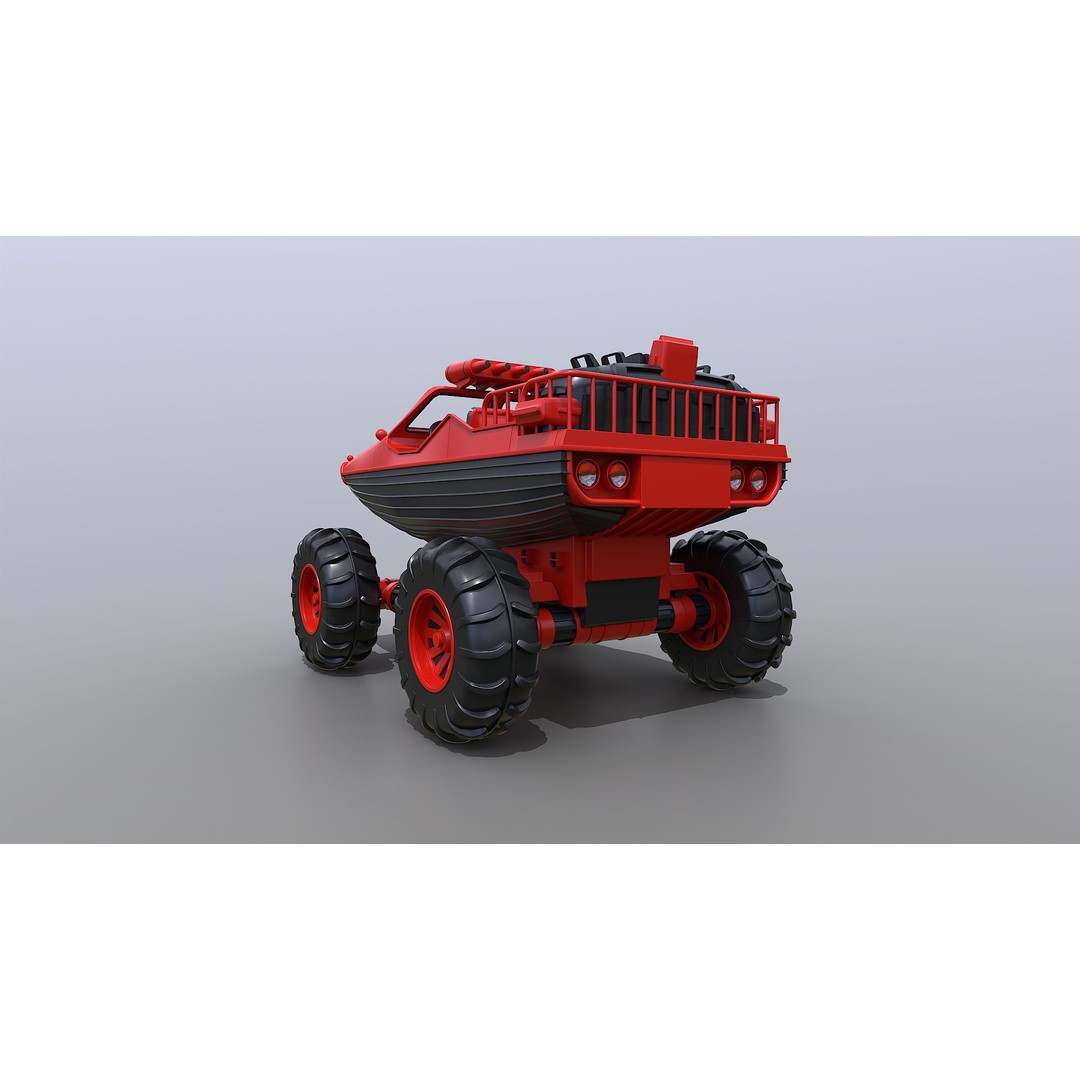 Amphibious ATV 3D Model – Low Poly Recreational Vehicle, FBX - View 8