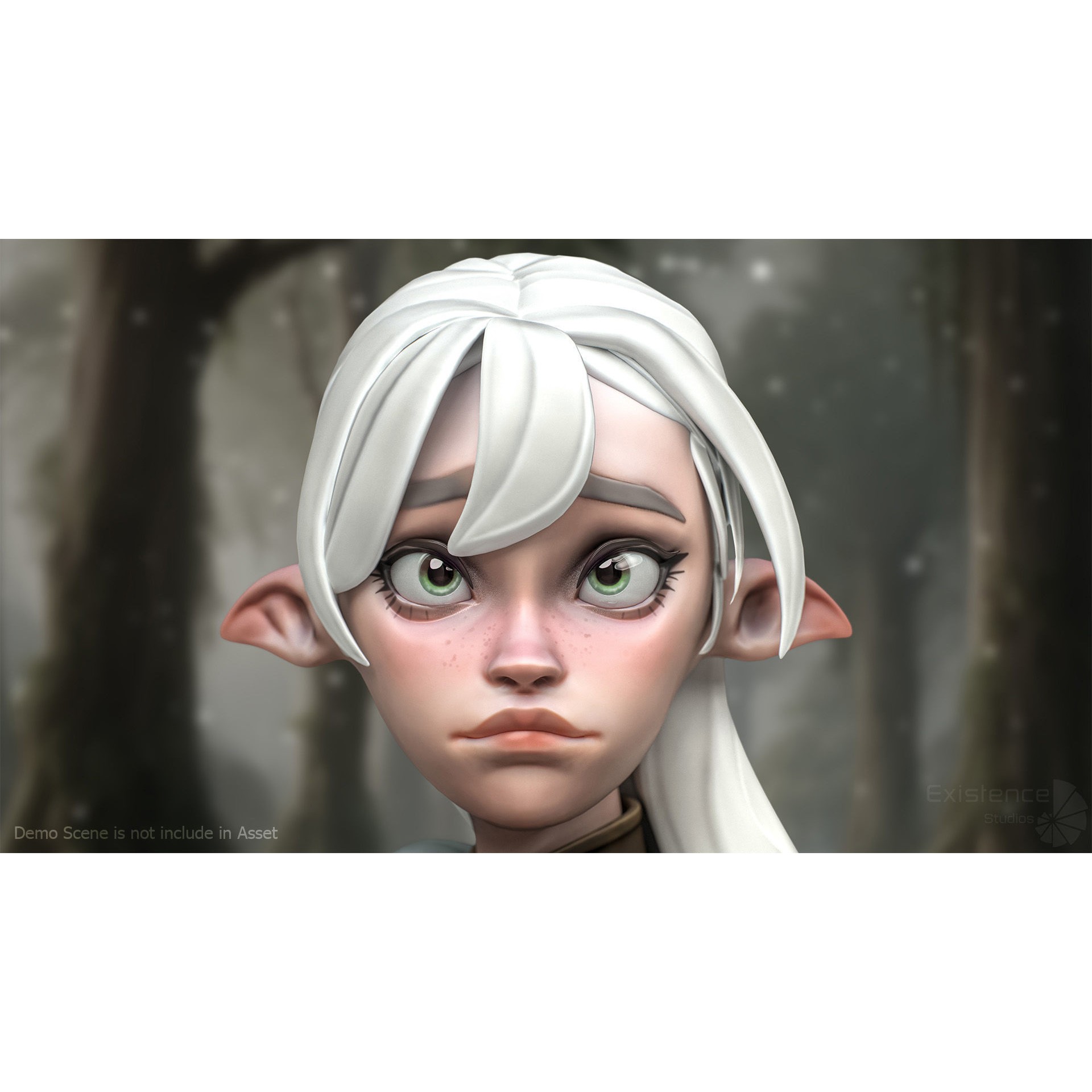 Elf Selena - Low-Poly Game-Ready 3D Model - View 12