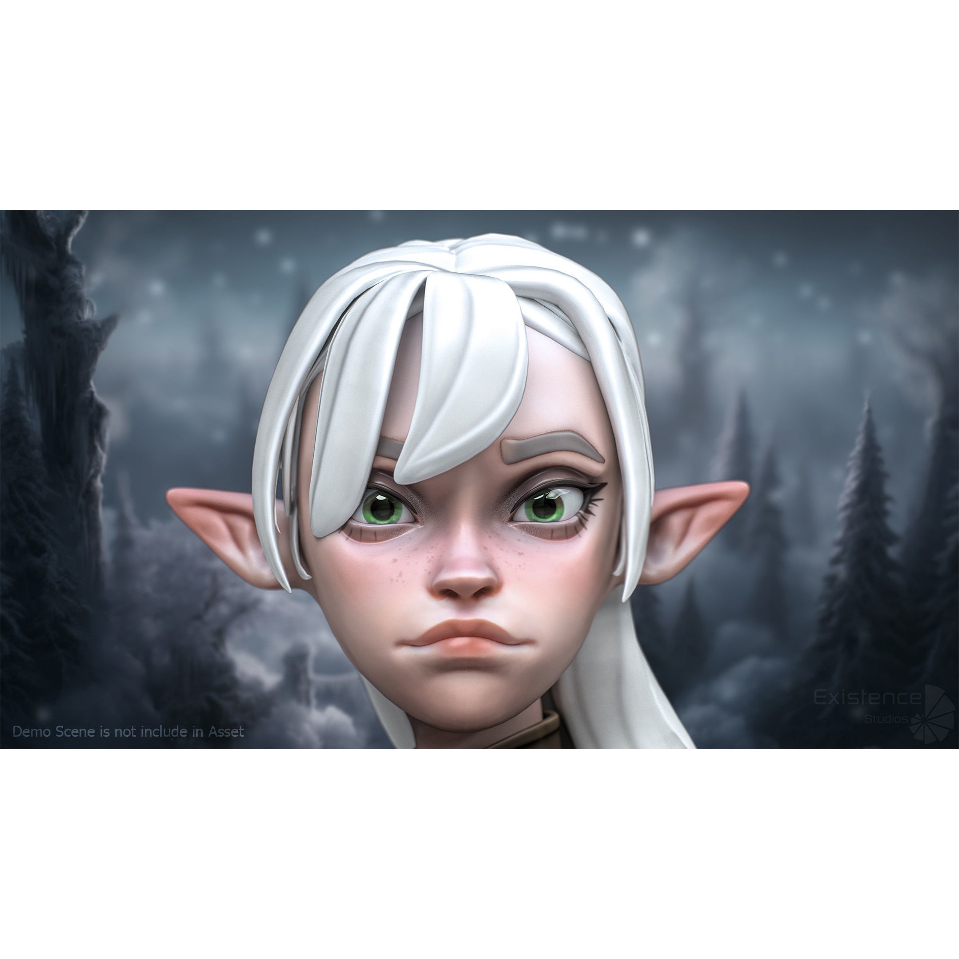 Elf Selena - Low-Poly Game-Ready 3D Model - View 13
