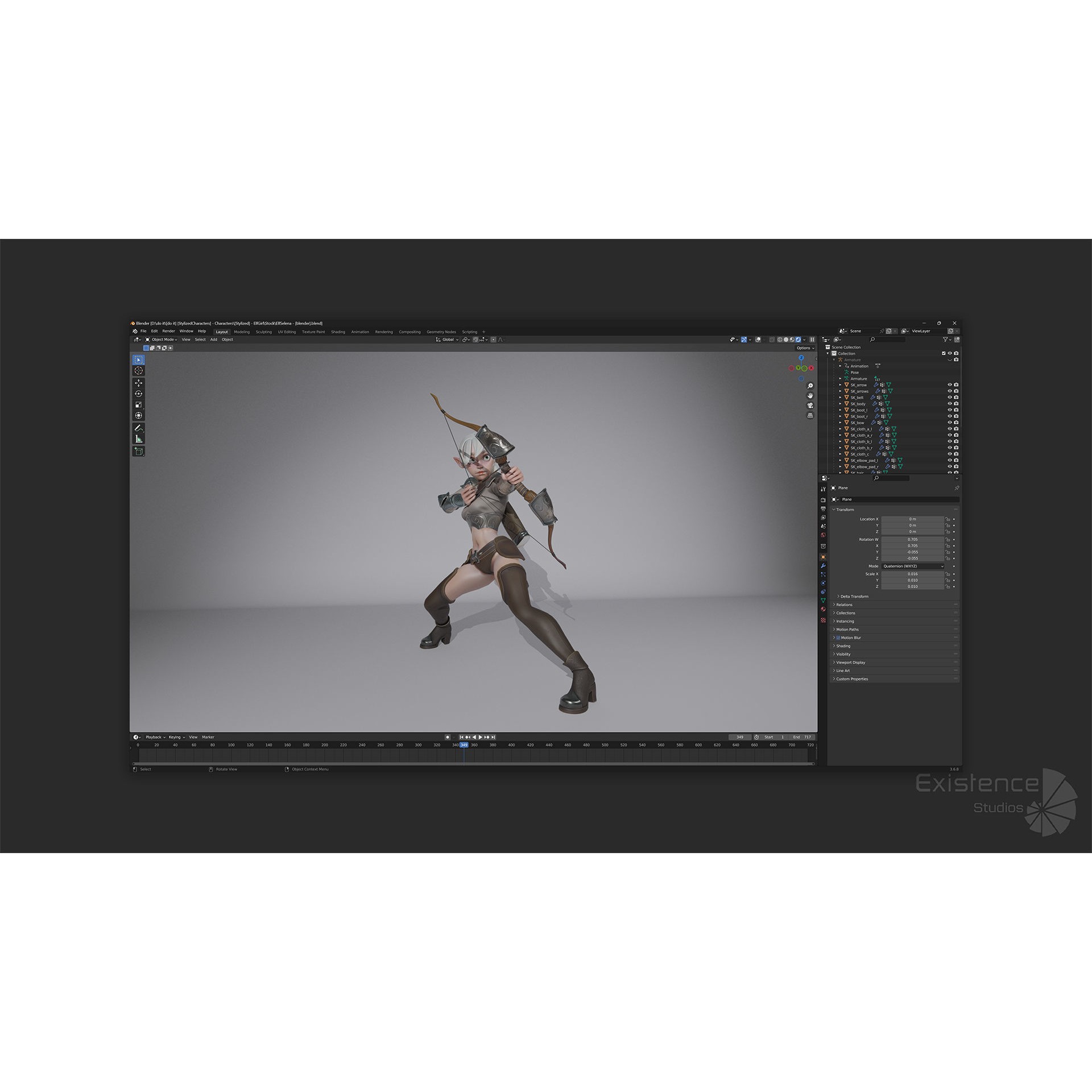 Elf Selena - Low-Poly Game-Ready 3D Model - View 15