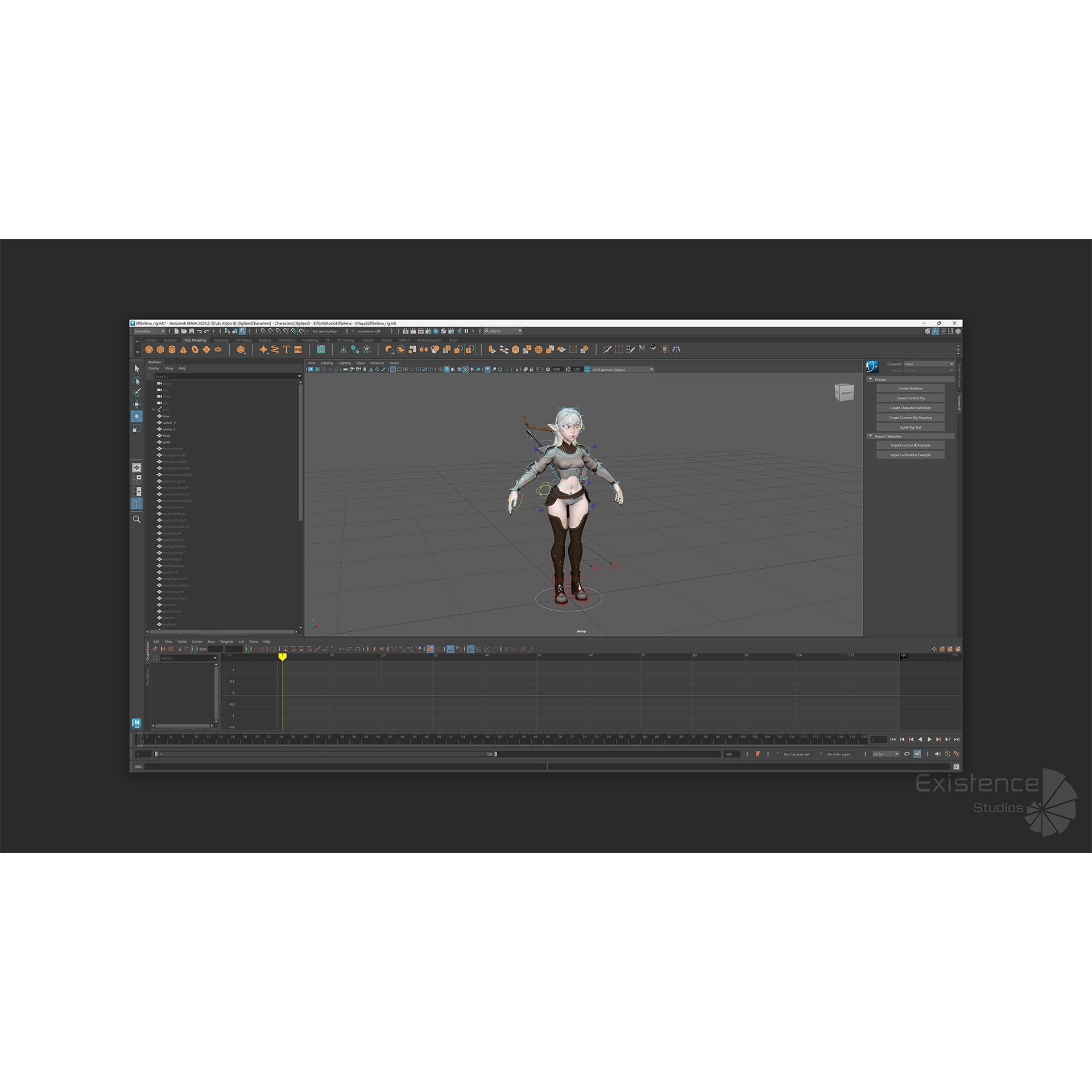 Elf Selena - Low-Poly Game-Ready 3D Model - View 17