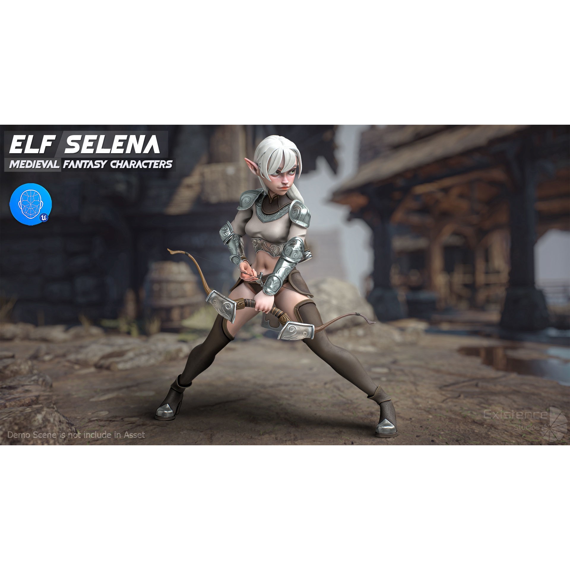 Elf Selena - Low-Poly Game-Ready 3D Model - View 3