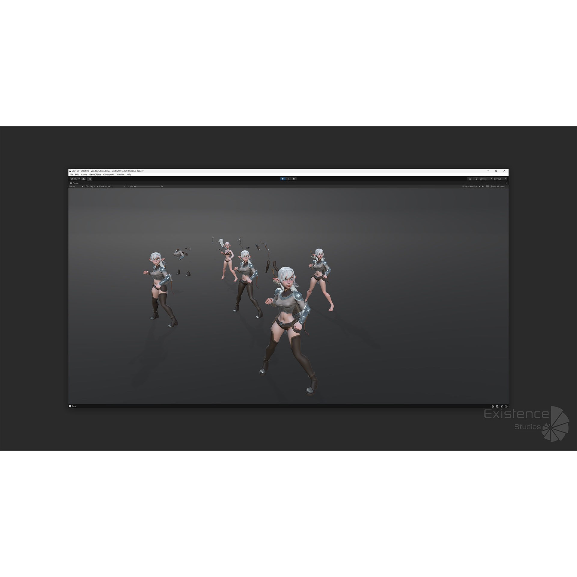 Elf Selena - Low-Poly Game-Ready 3D Model - View 30