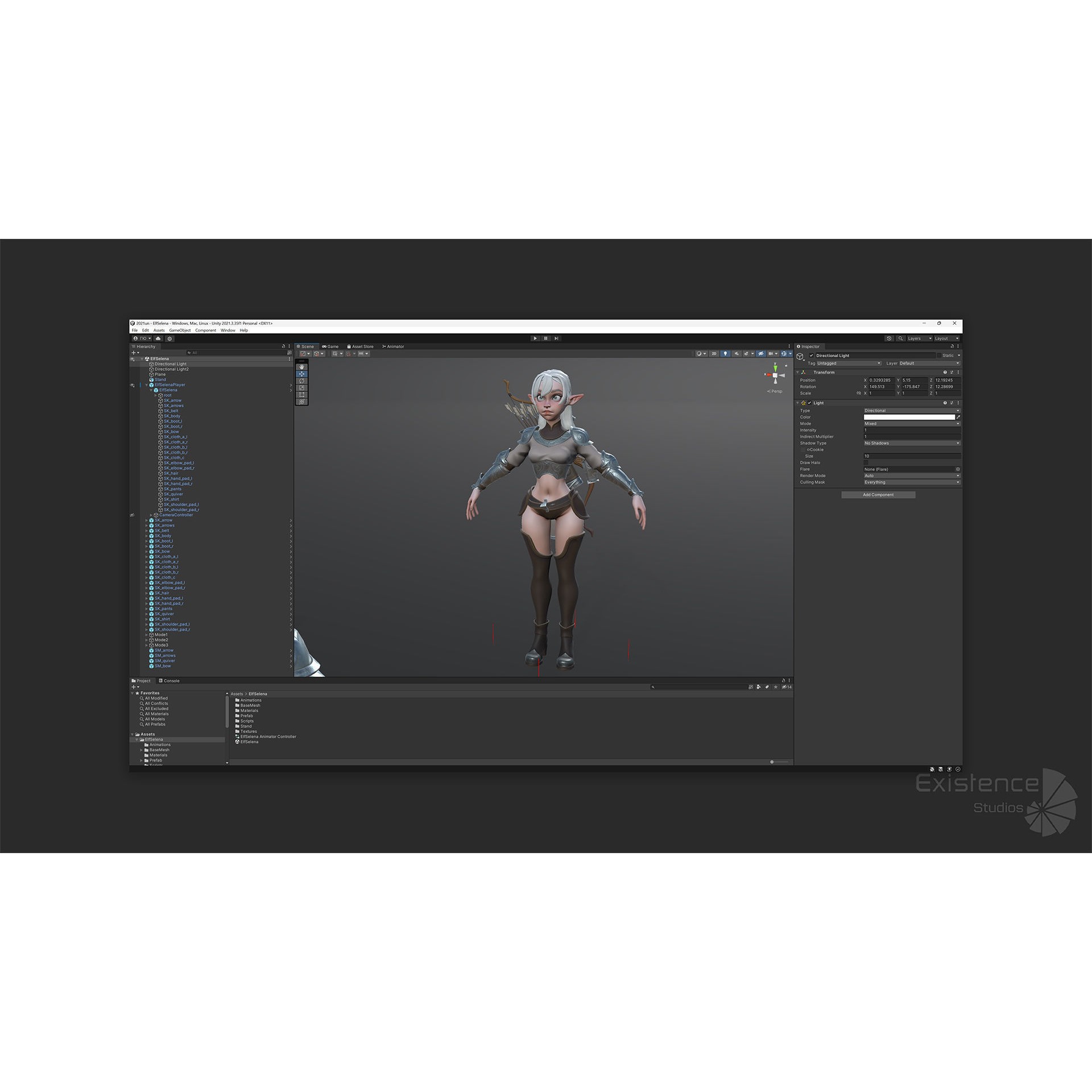 Elf Selena - Low-Poly Game-Ready 3D Model - View 34