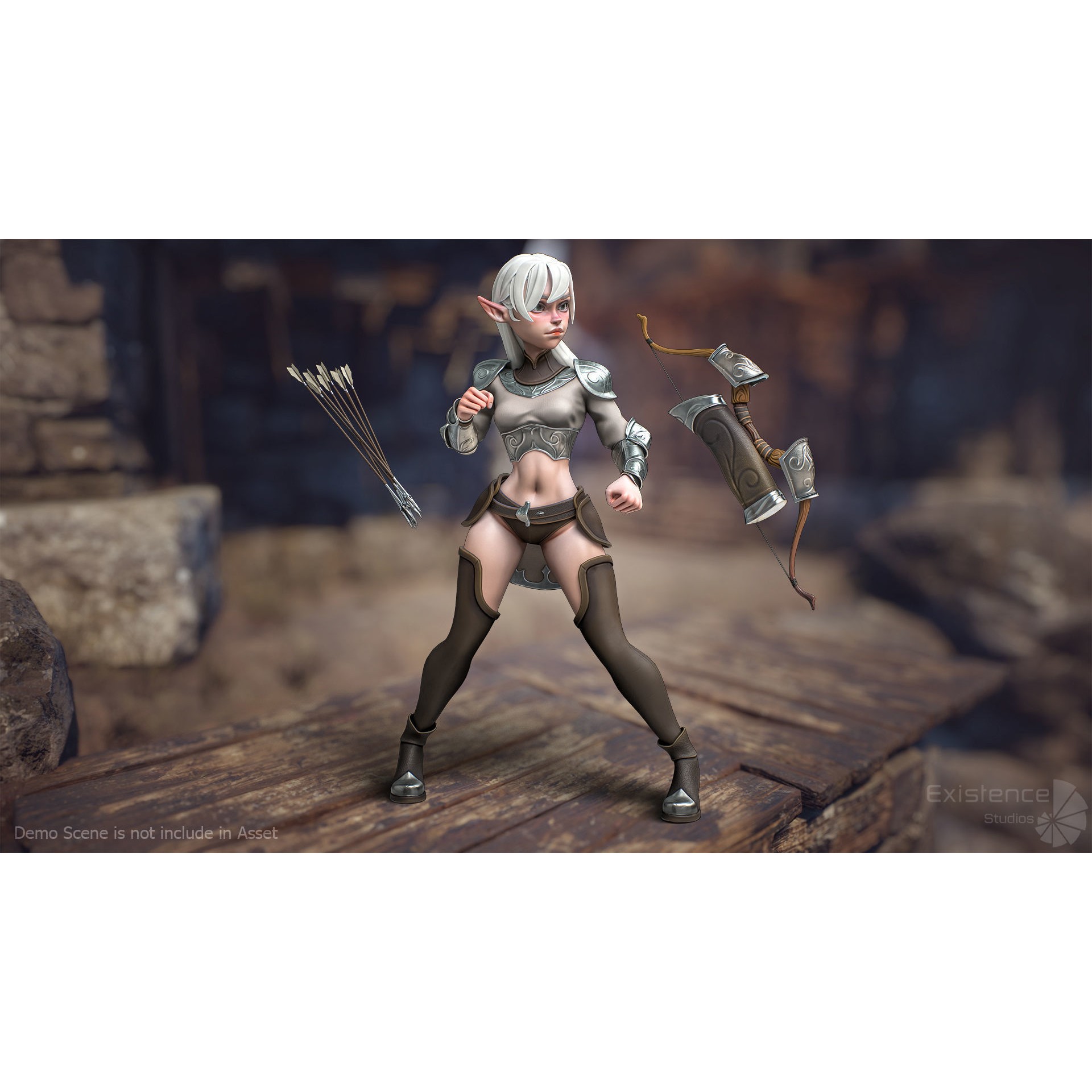 Elf Selena - Low-Poly Game-Ready 3D Model - View 5