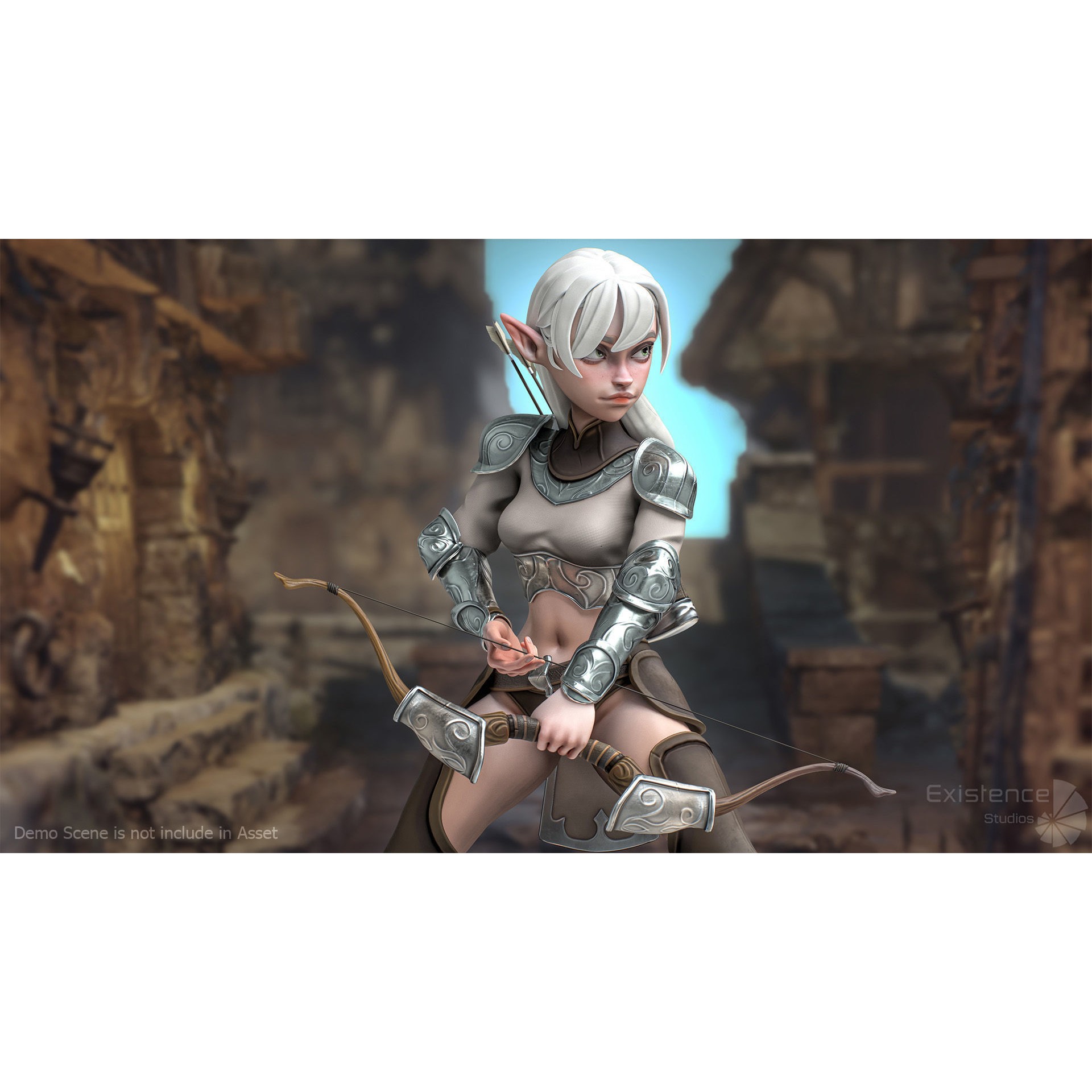 Elf Selena - Low-Poly Game-Ready 3D Model - View 7