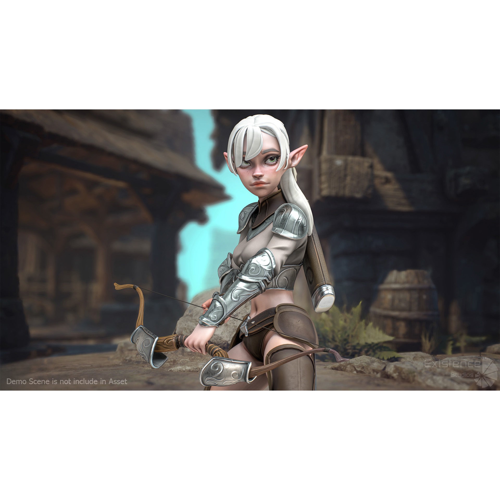 Elf Selena - Low-Poly Game-Ready 3D Model - View 8