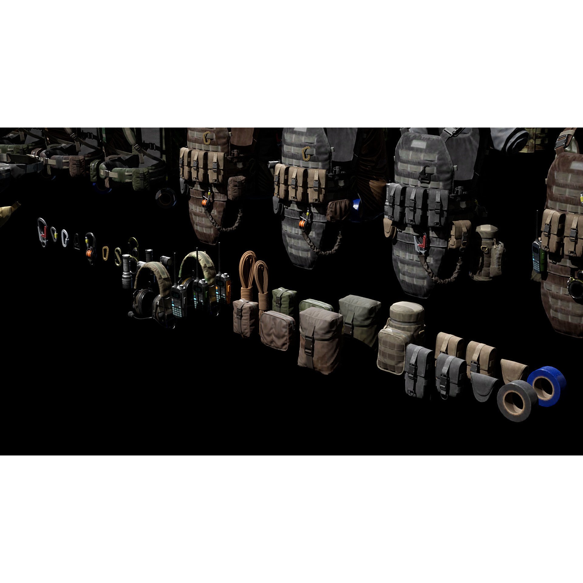 Vest Backpacks and Survival Kits - Low-Poly Game-Ready 3D Model - View 20