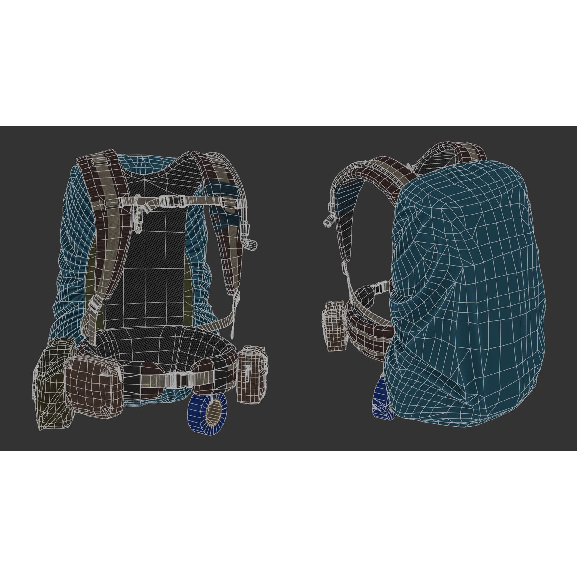 Vest Backpacks and Survival Kits - Low-Poly Game-Ready 3D Model - View 27