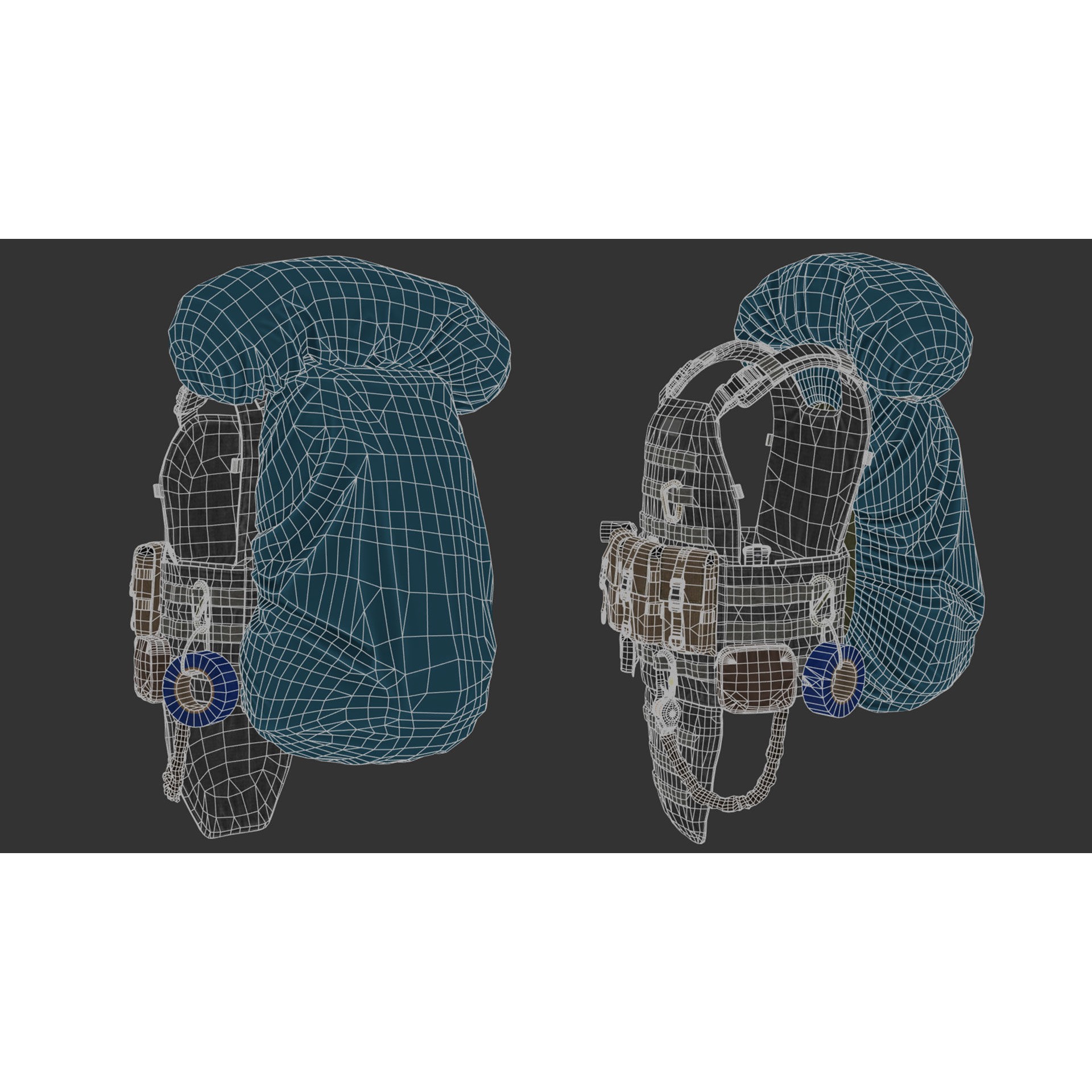 Vest Backpacks and Survival Kits - Low-Poly Game-Ready 3D Model - View 35