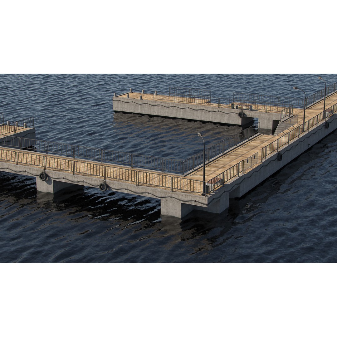Modular Pier 3D Model – Low Poly Marina Asset, FBX, Blender - View 10