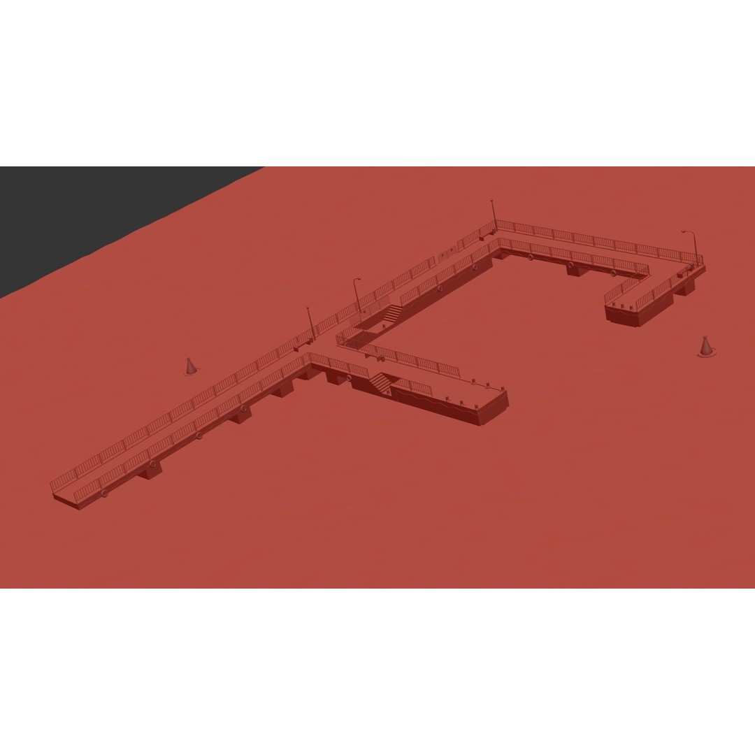 Modular Pier 3D Model – Low Poly Marina Asset, FBX, Blender - View 12