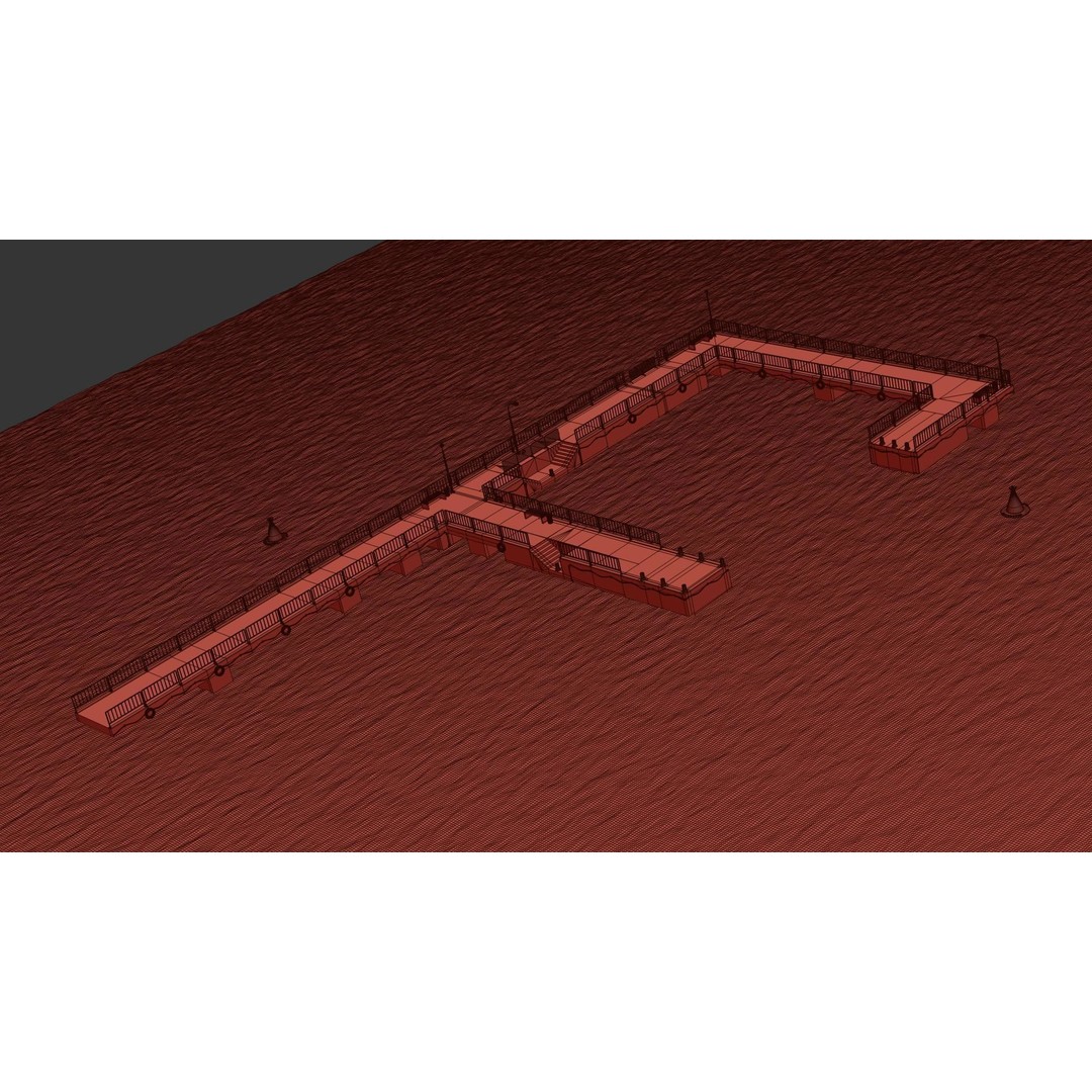 Modular Pier 3D Model – Low Poly Marina Asset, FBX, Blender - View 13