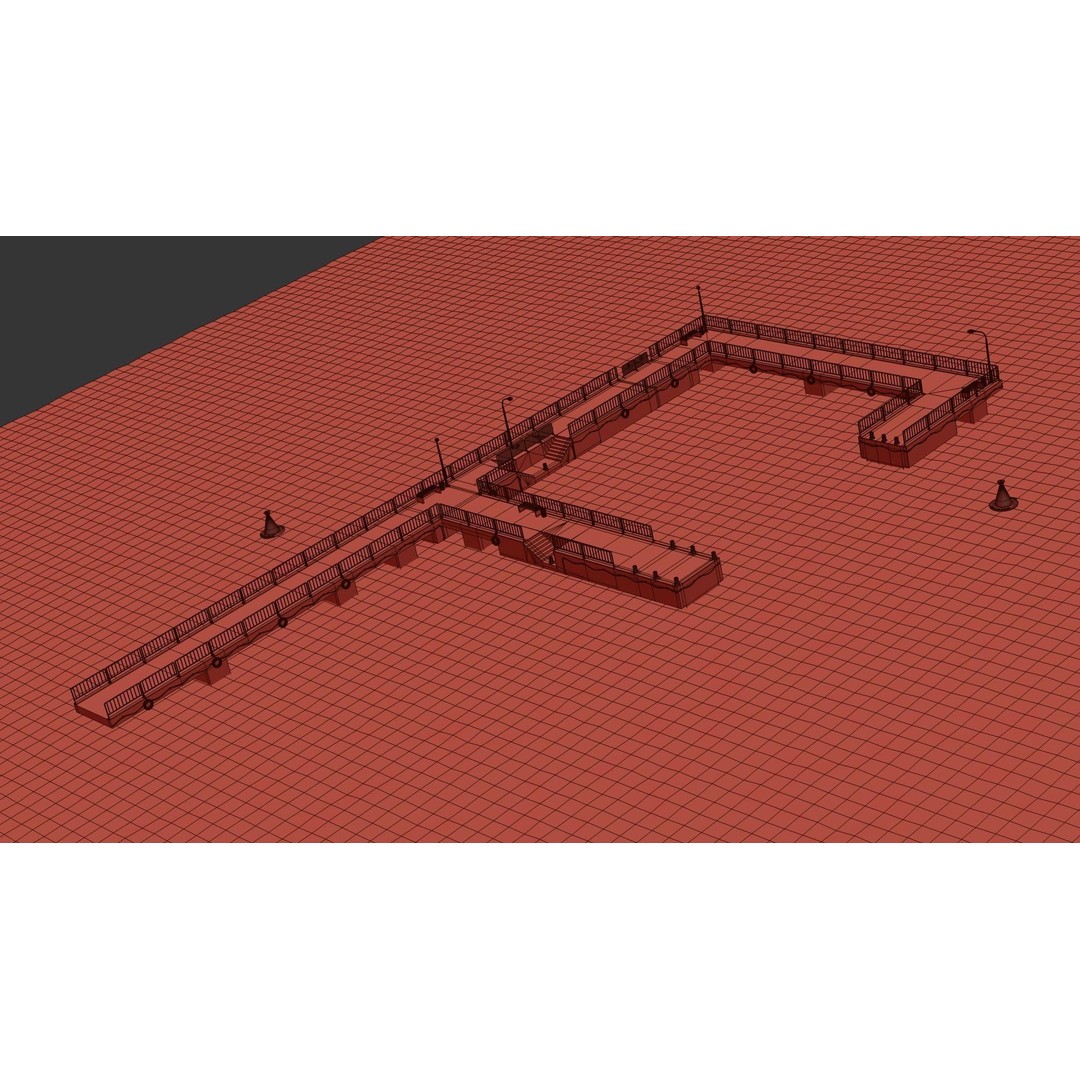 Modular Pier 3D Model – Low Poly Marina Asset, FBX, Blender - View 14