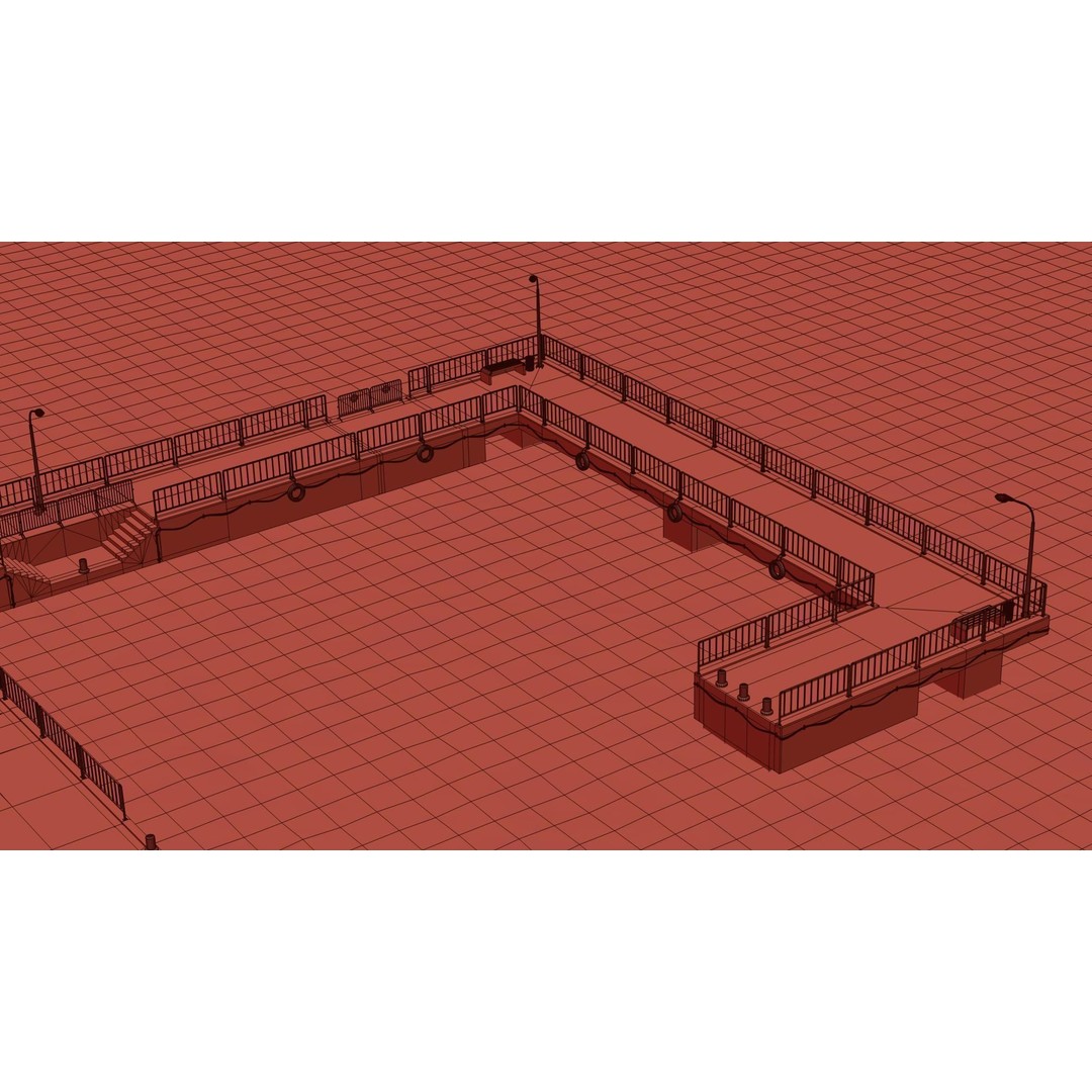 Modular Pier 3D Model – Low Poly Marina Asset, FBX, Blender - View 15